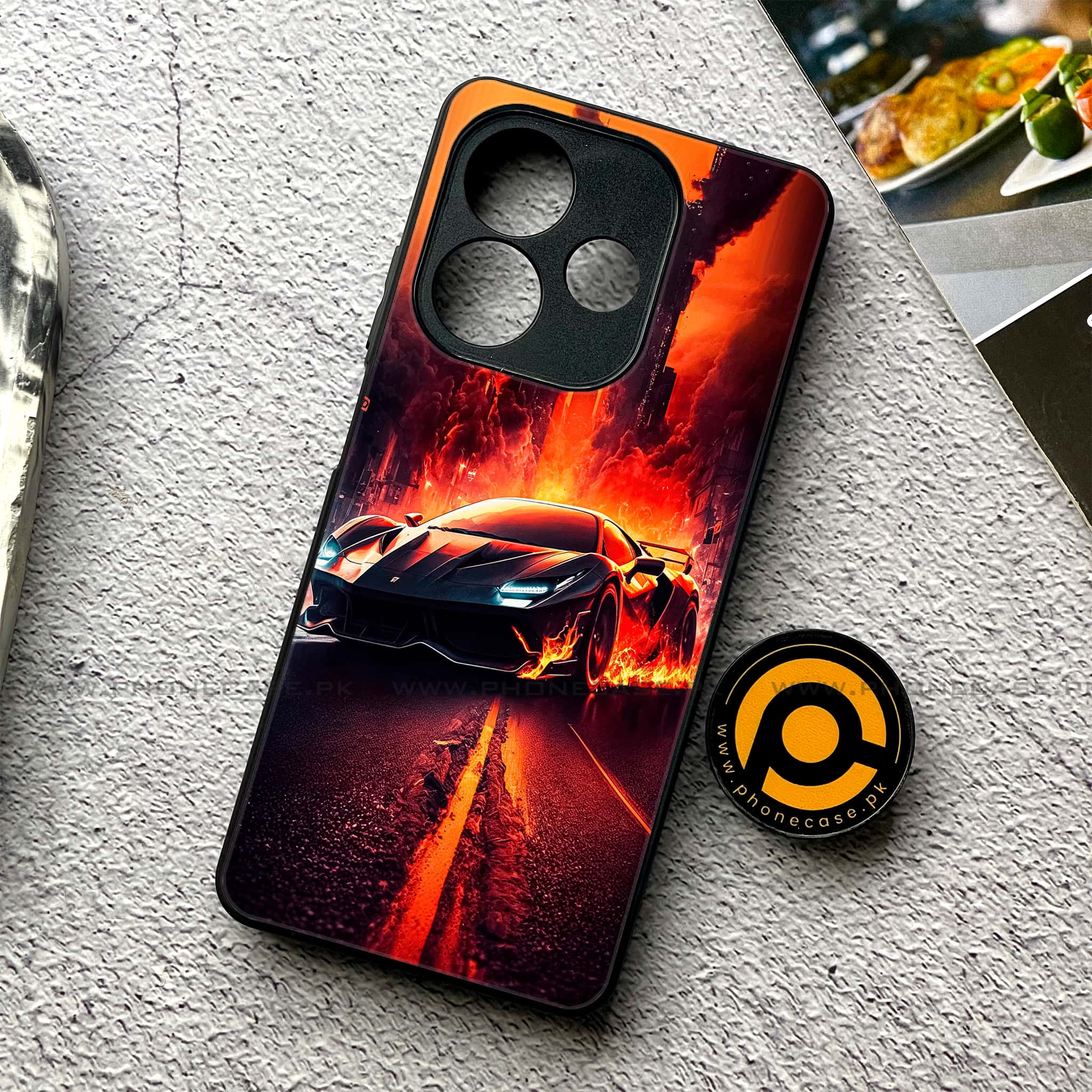 Oppo A5 Pro - Racing Series - Premium Metal Printed soft Bumper shock Proof Case