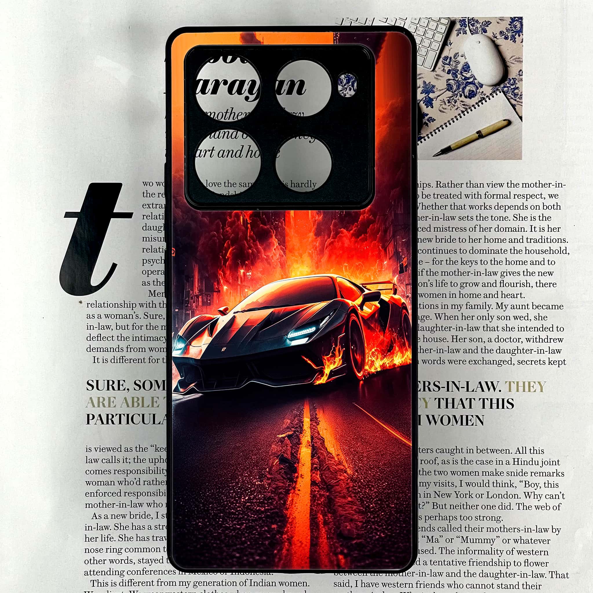 Infinix Note 40 Pro Plus - Racing Series - Premium Metal Printed soft Bumper shock Proof Case