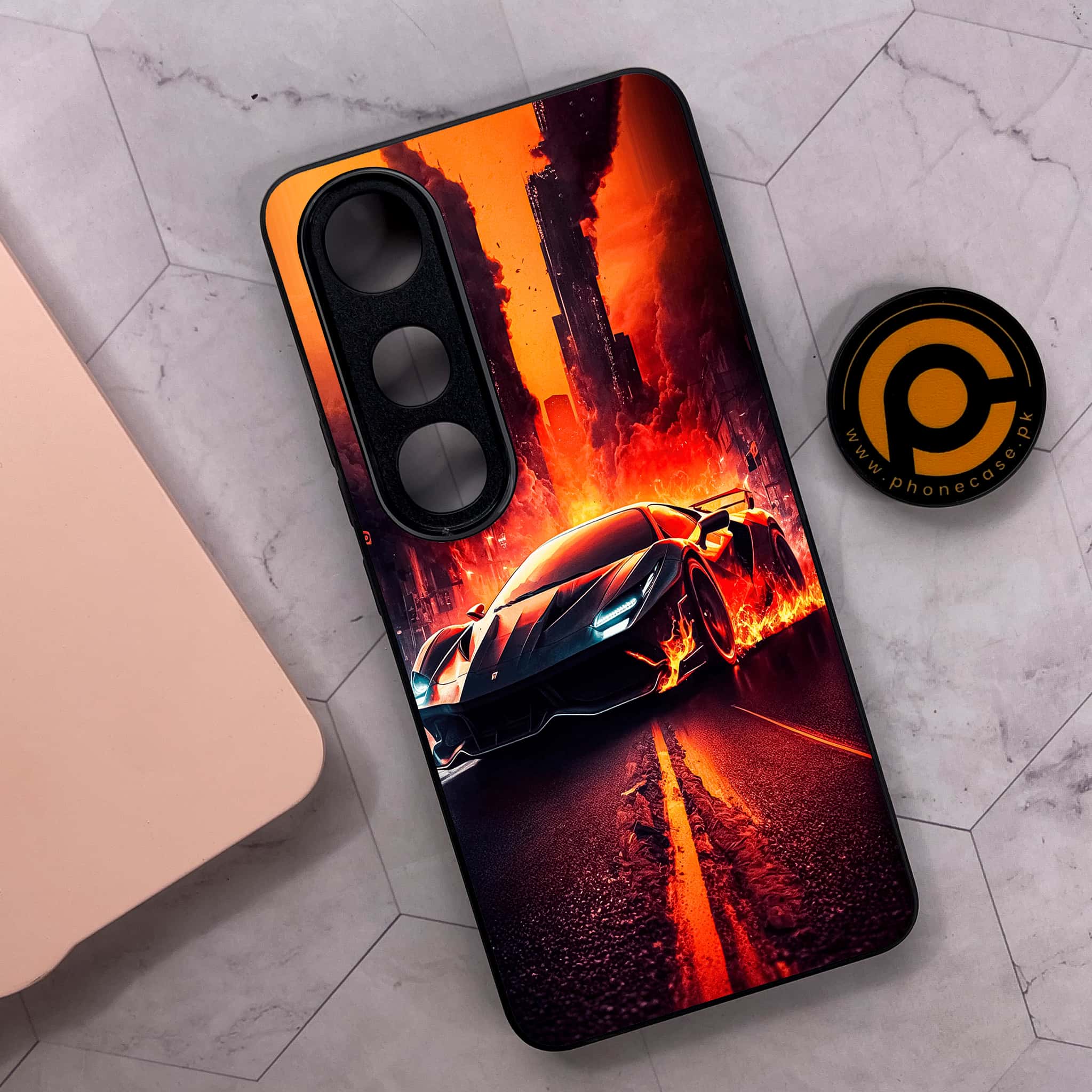 Vivo V50 Lite - Racing Series - Premium Metal Printed soft Bumper shock Proof Case