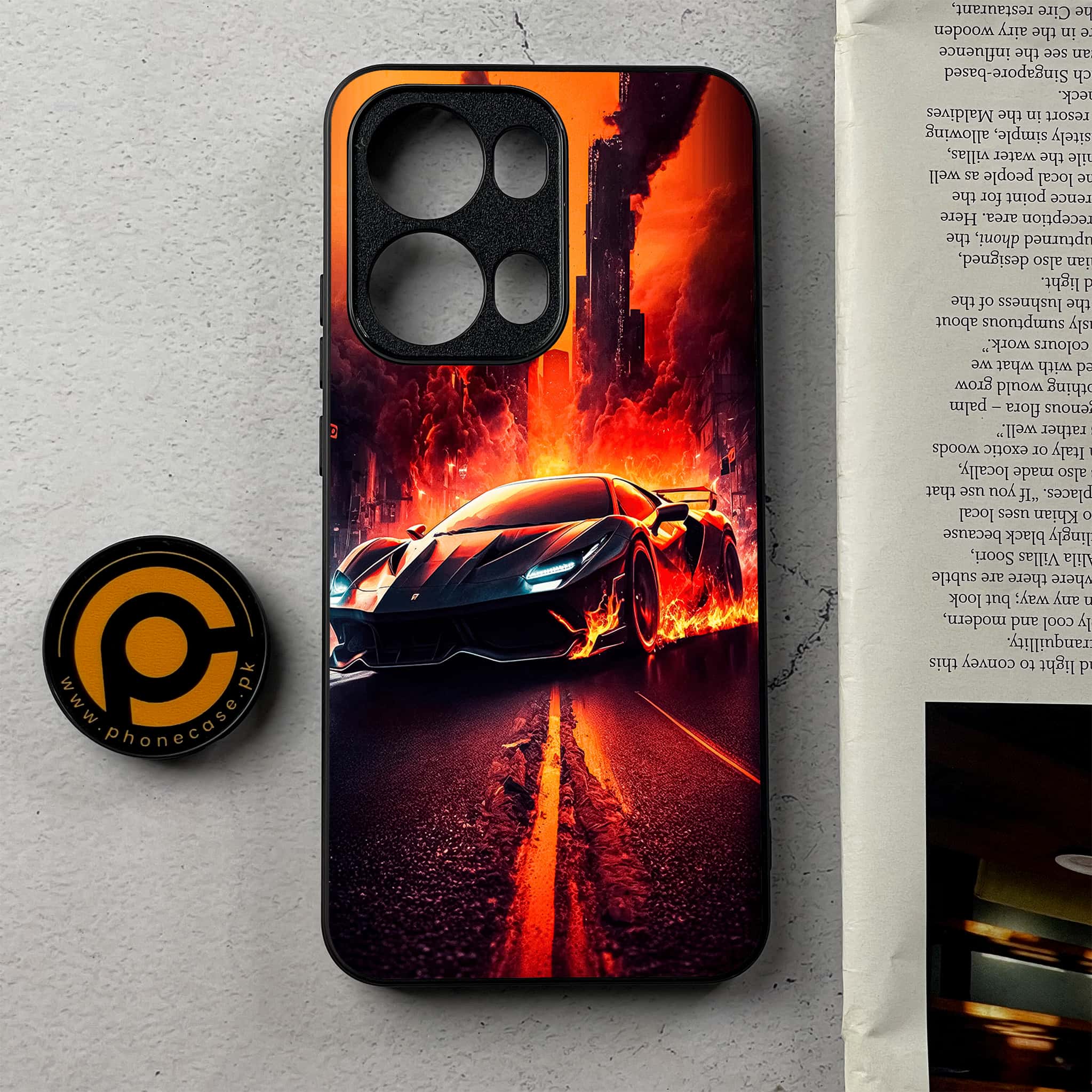 Oppo Reno 13 Pro - Racing Series - Premium Metal Printed Soft Bumper Shockproof Case