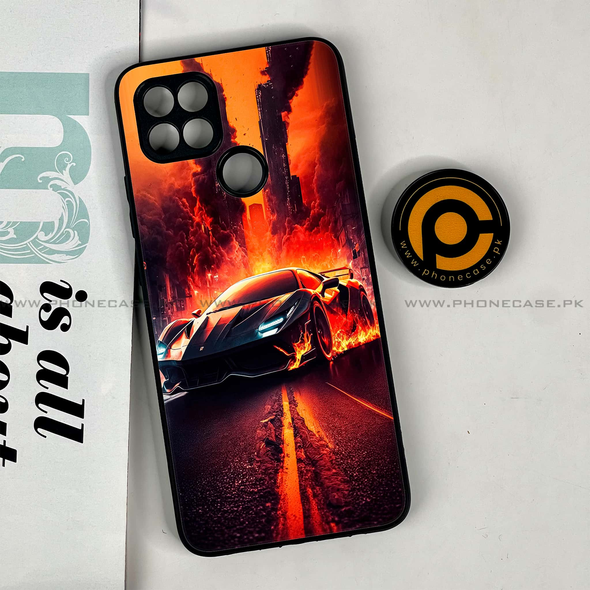 Oppo A15s - Racing Series - Premium Printed Glass soft Bumper shock Proof Case