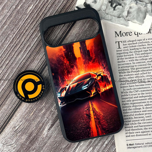 Google Pixel 9 - Racing Series  - Premium Printed Glass soft Bumper shock Proof Case