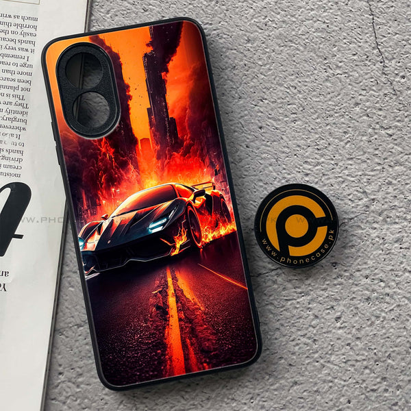 Oppo A18 4G - Racing Series - Premium Printed Glass soft Bumper shock Proof Case