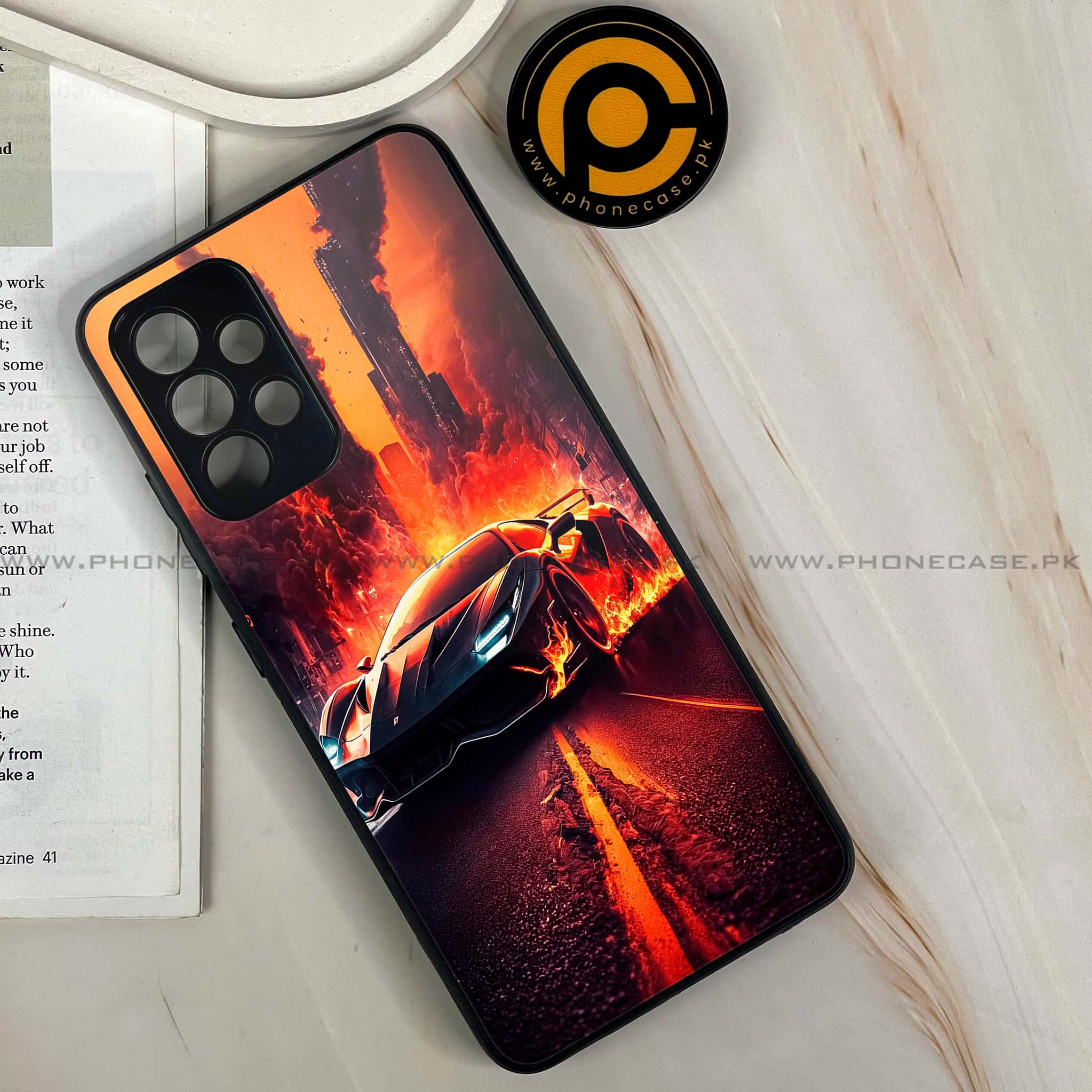 Samsung Galaxy A13 - Racing Series - Premium Printed Glass soft Bumper shock Proof Case
