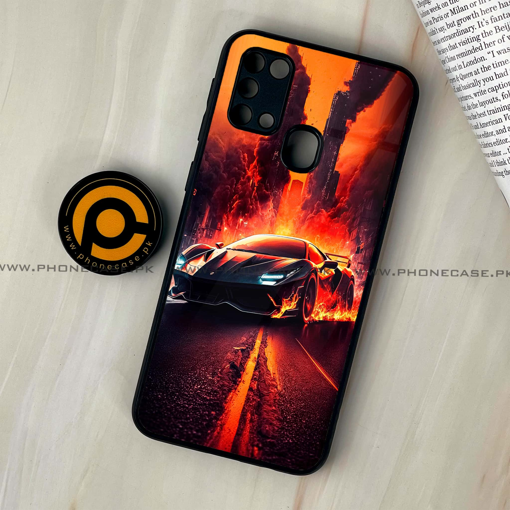 Galaxy M31 - Racing Series - Premium Printed Glass soft Bumper shock Proof Case