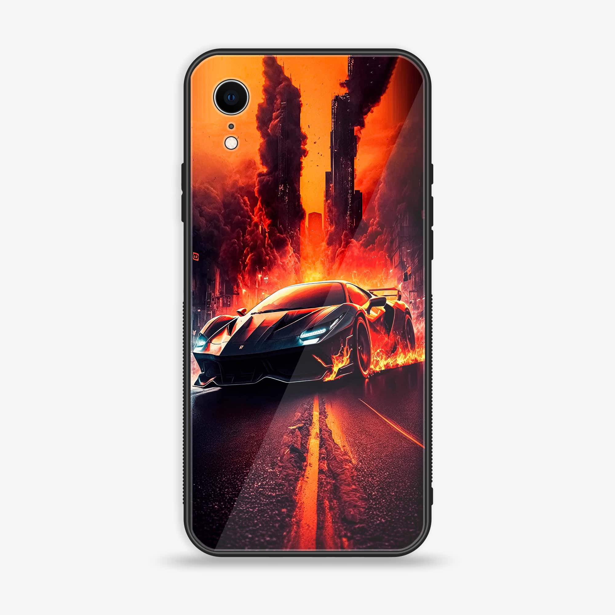 iPhone XR - Racing Series - Premium Printed Glass soft Bumper shock Proof Case