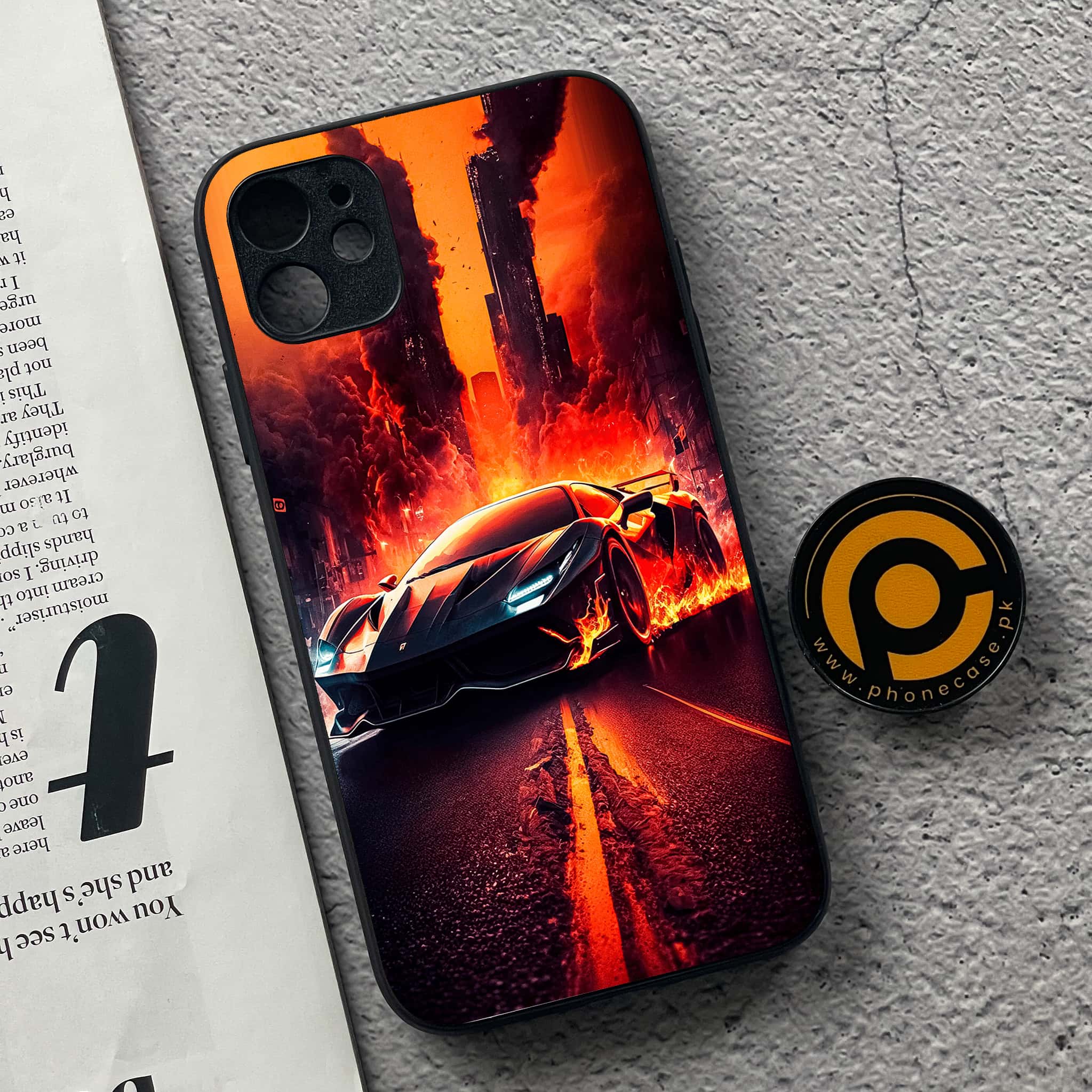 iPhone 11 Racing Series  Premium Printed Glass soft Bumper shock Proof Case