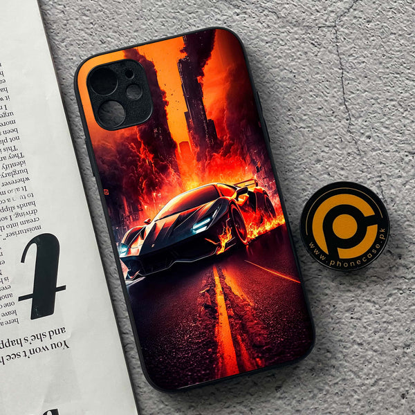 iPhone 11 Racing Series  Premium Printed Glass soft Bumper shock Proof Case
