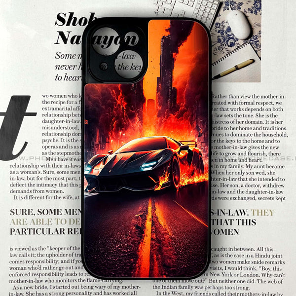 iPhone 14 - Racing Series - Premium Printed Glass soft Bumper shock Proof Case