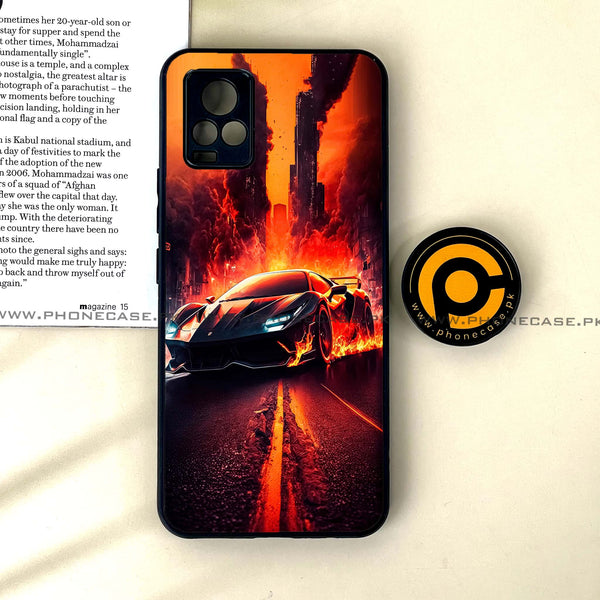 Vivo V20 - Racing Series - Premium Printed Glass soft Bumper shock Proof Case