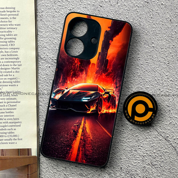 Realme Note 60 - Racing Series - Premium Printed Glass soft Bumper shock Proof Case