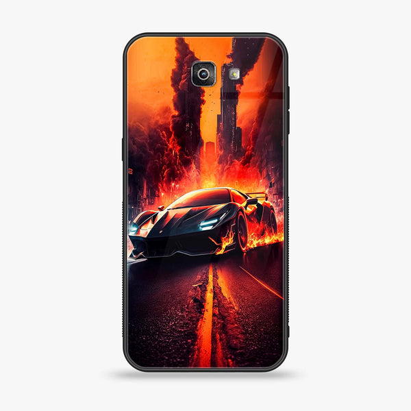 Galaxy J7 Prime 2018 - Racing Series - Premium Printed Glass soft Bumper shock Proof Case