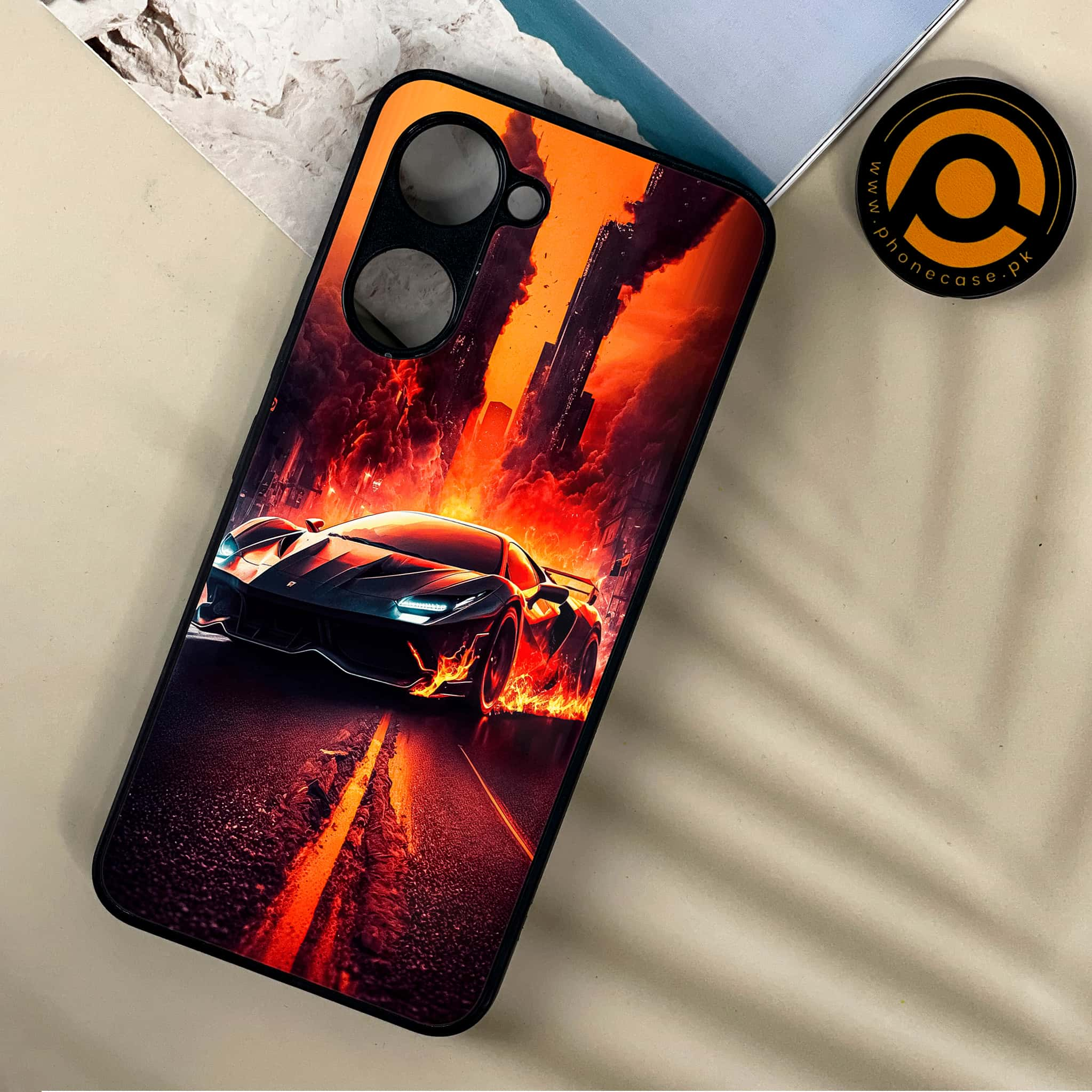 Vivo Y03 - Racing Series - Premium Printed Metal soft Bumper shock Proof Case