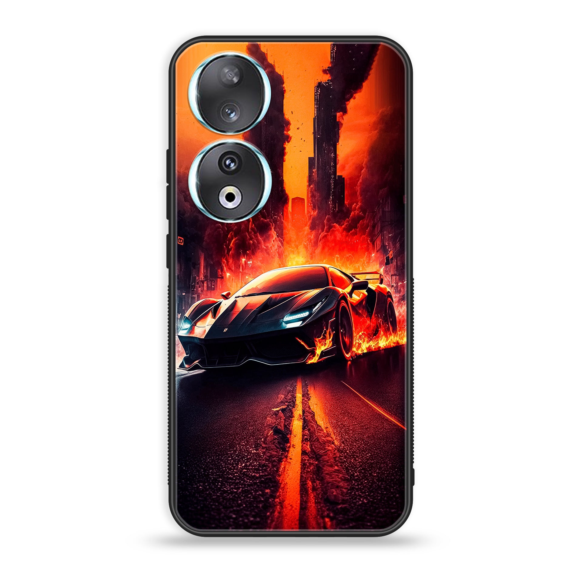 Huawei Honor 90 - Racing Series - Premium Printed Glass soft Bumper shock Proof Case