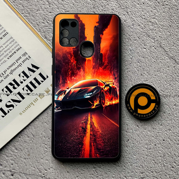 Samsung Galaxy A21s - Racing Series - Premium Printed Glass soft Bumper shock Proof Case