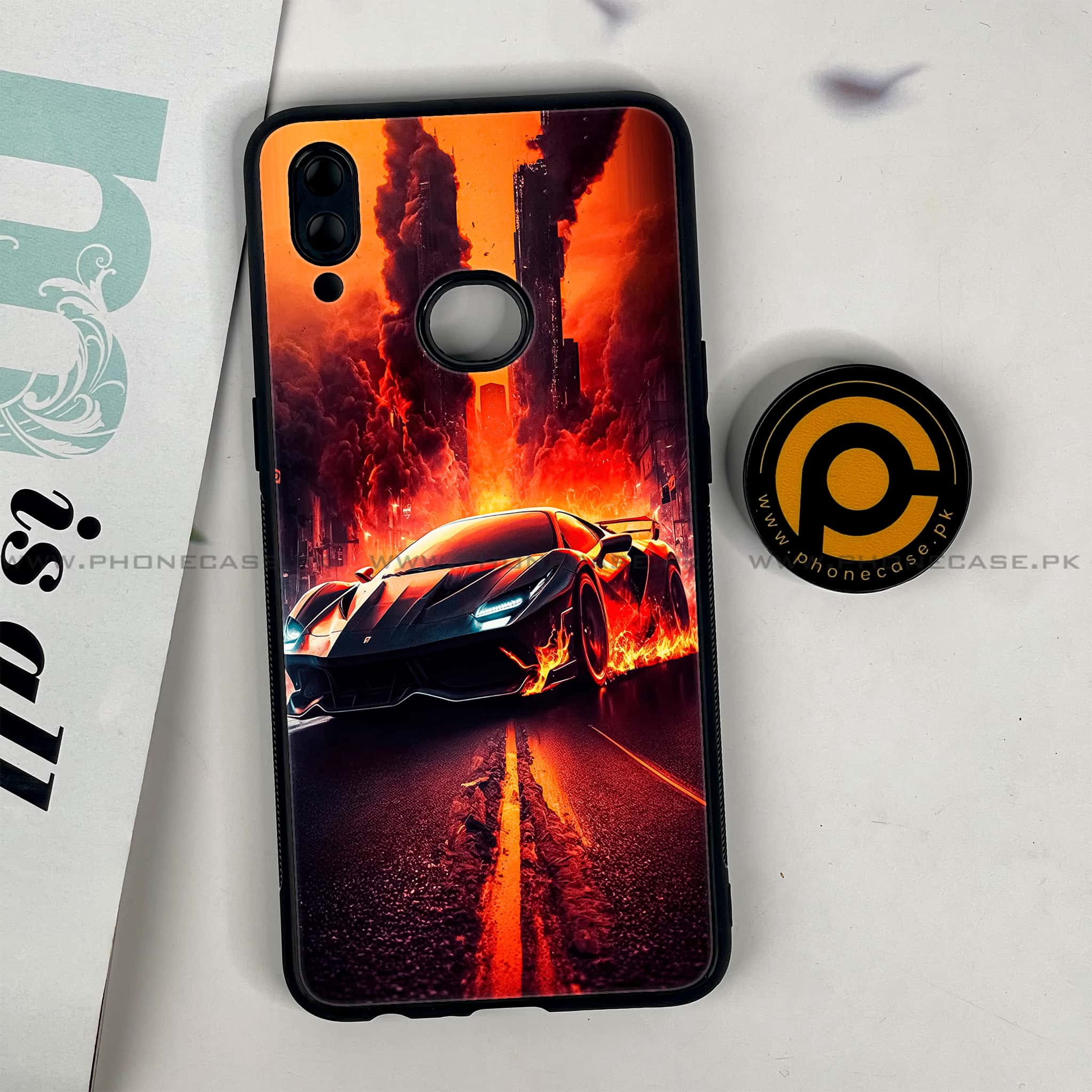 Galaxy A10s - Racing Series - Premium Printed Glass soft Bumper shock Proof Case