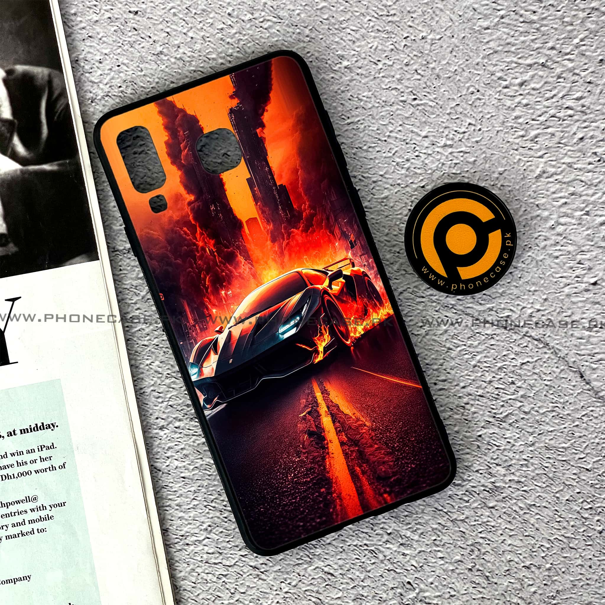 Samsung Galaxy A8 Star(A9 Star) - Racing Series - Premium Printed Glass soft Bumper shock Proof Case