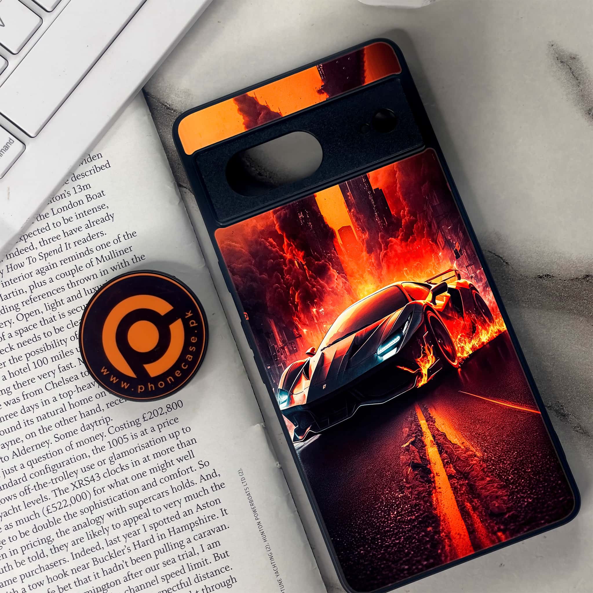 Google Pixel 7 - Racing Series - Premium Metal Printed soft Bumper Shock Proof Case