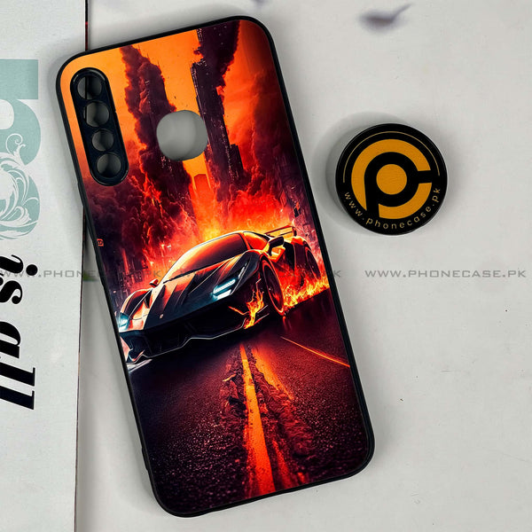 Infinix Hot 8 Lite - Racing Series - Premium Printed Glass soft Bumper shock Proof Case