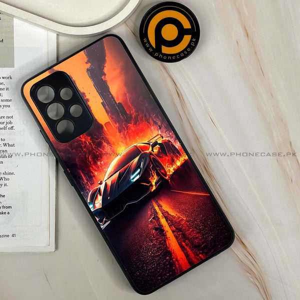 Samsung Galaxy A32 4G - Racing Design 1- Premium Printed Glass soft Bumper shock Proof Case CS-44888