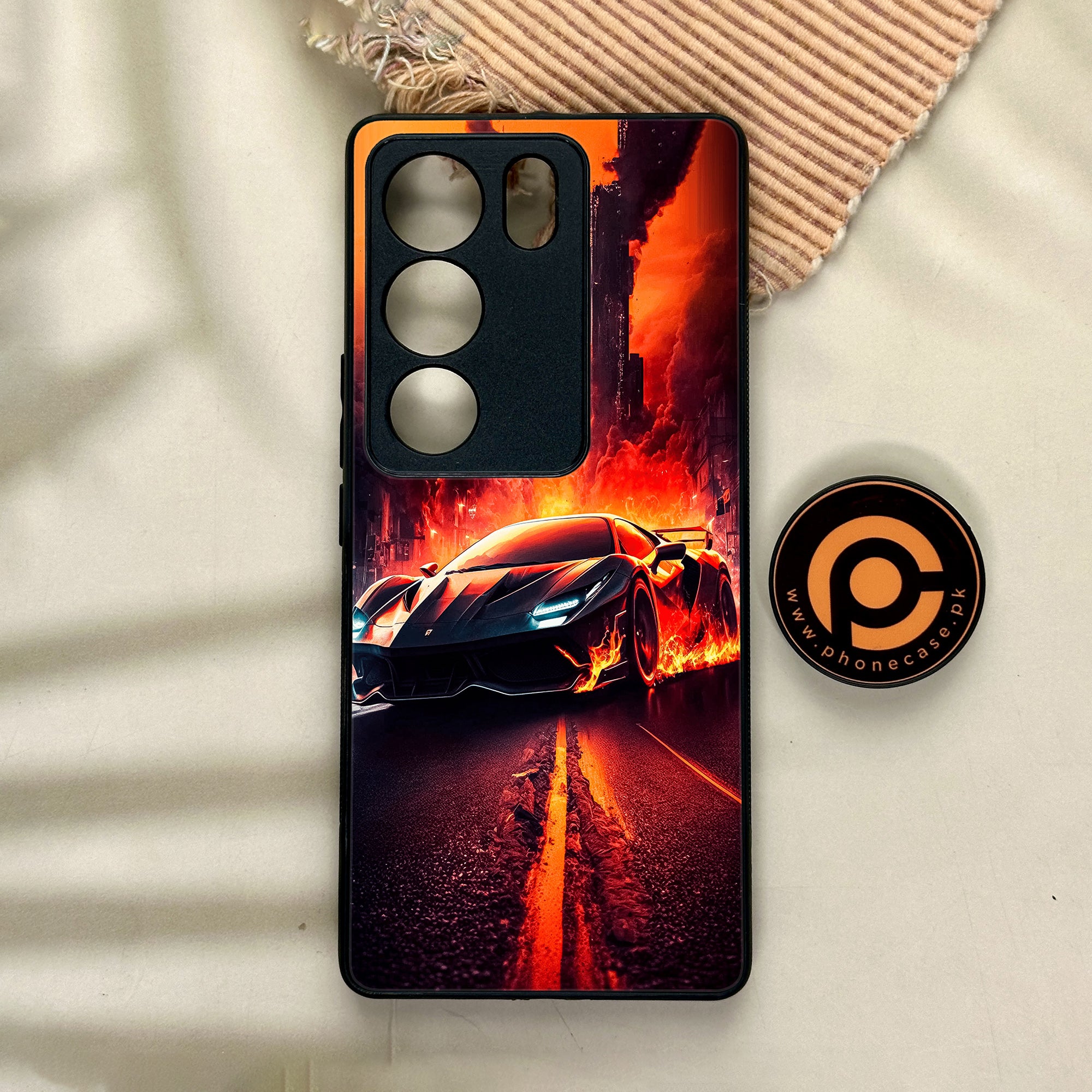 Vivo V29 - Racing Series - Premium Printed Glass soft Bumper shock Proof Case