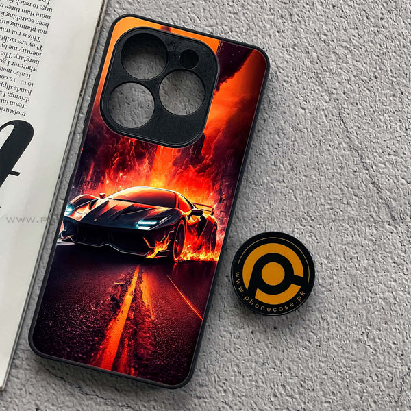 Tecno Spark 20C - Racing Series - Premium Printed Glass soft Bumper shock Proof Case