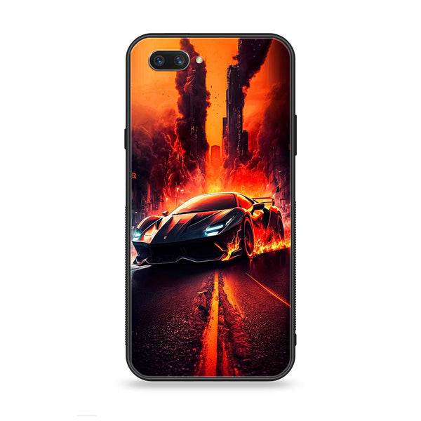 Oppo A3s - Racing Series - Premium Printed Glass soft Bumper shock Proof Case