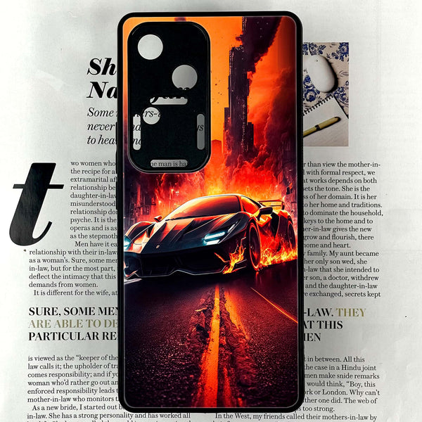 Vivo V30 - Racing Series - Premium Printed Glass soft Bumper shock Proof Case