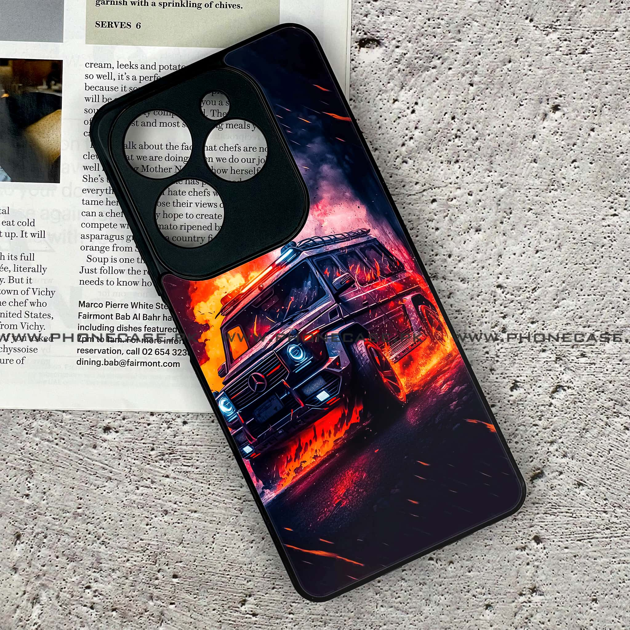 Infinix Hot 40 - Racing Series - Premium Printed Glass soft Bumper shock Proof Case