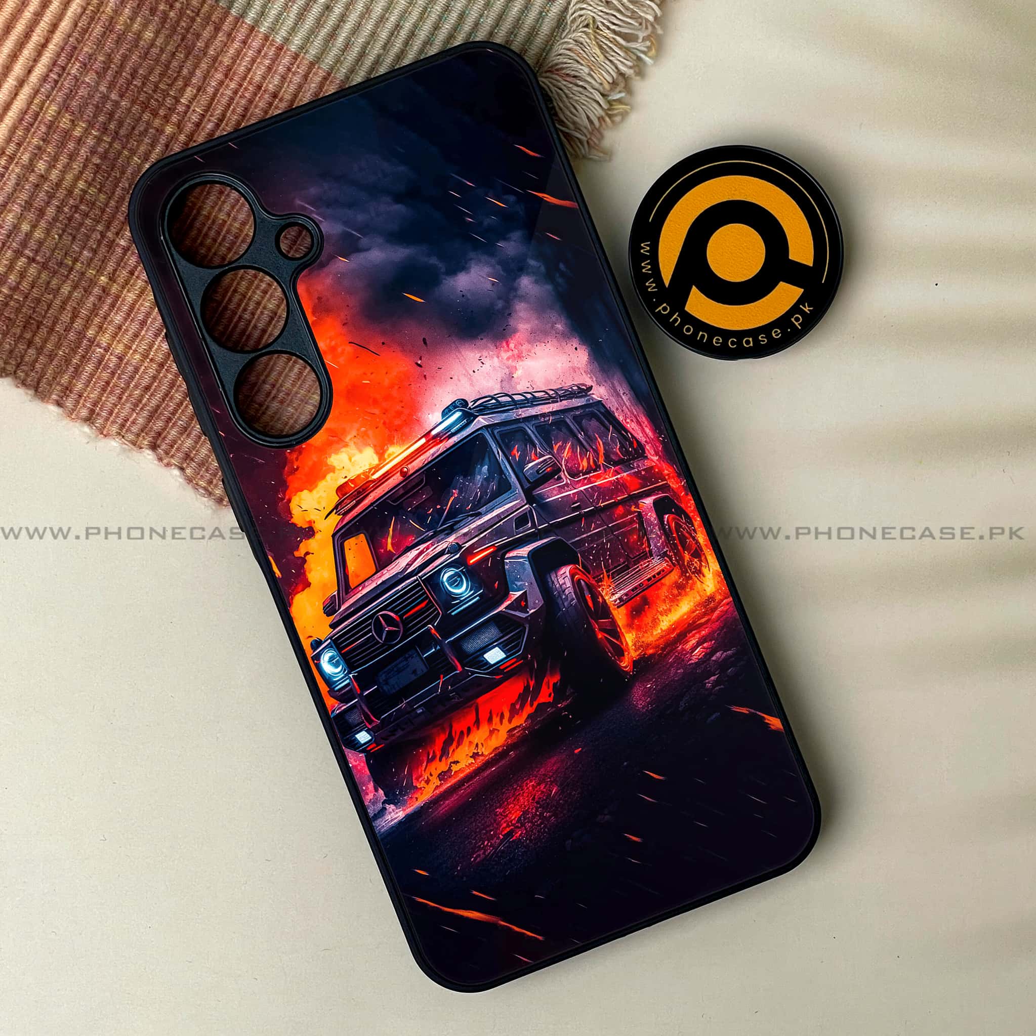 Samsung Galaxy A34 - Racing Series - Premium Printed Glass soft Bumper shock Proof Case
