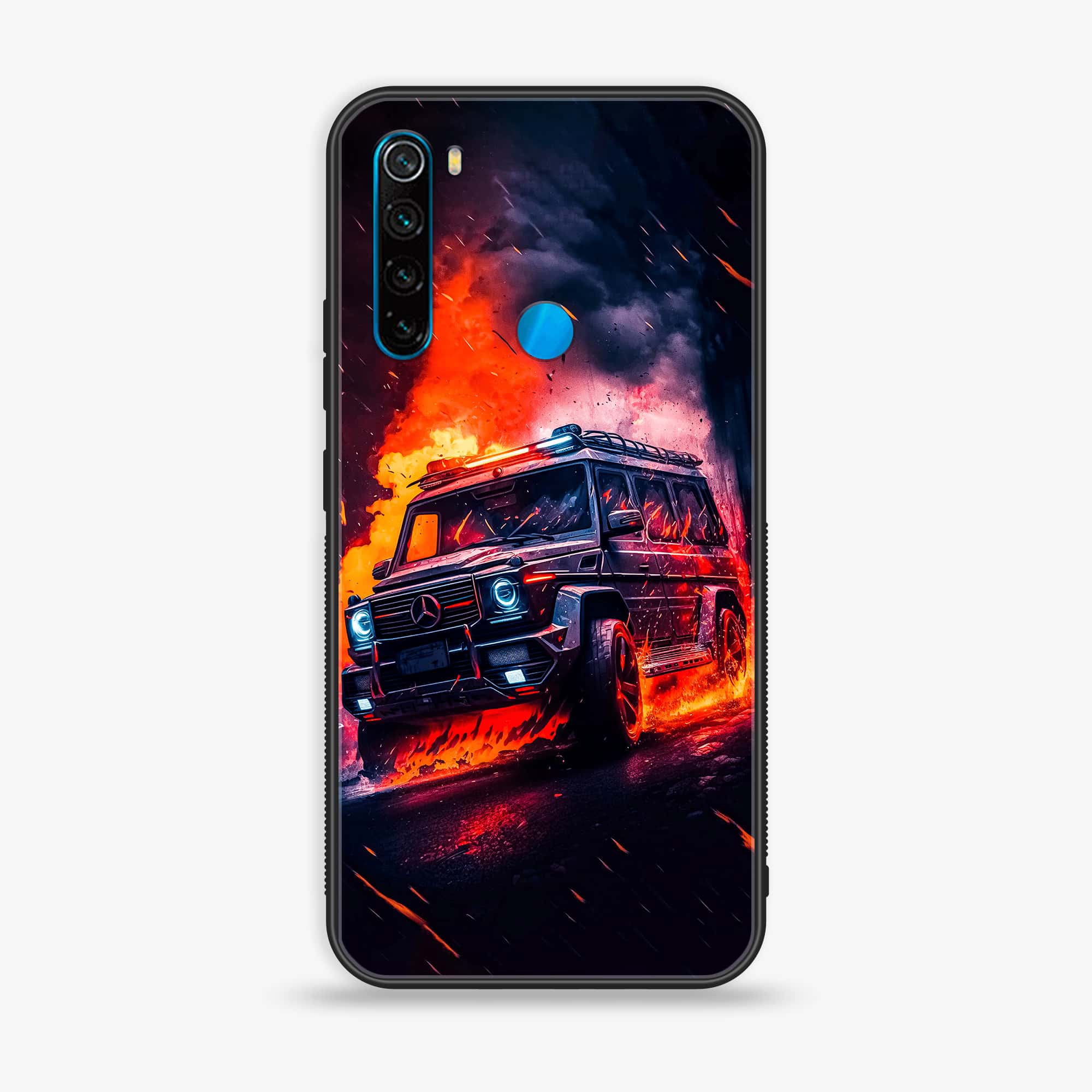 Redmi Note 8 - Racing Series - Premium Printed Glass soft Bumper shock Proof Case