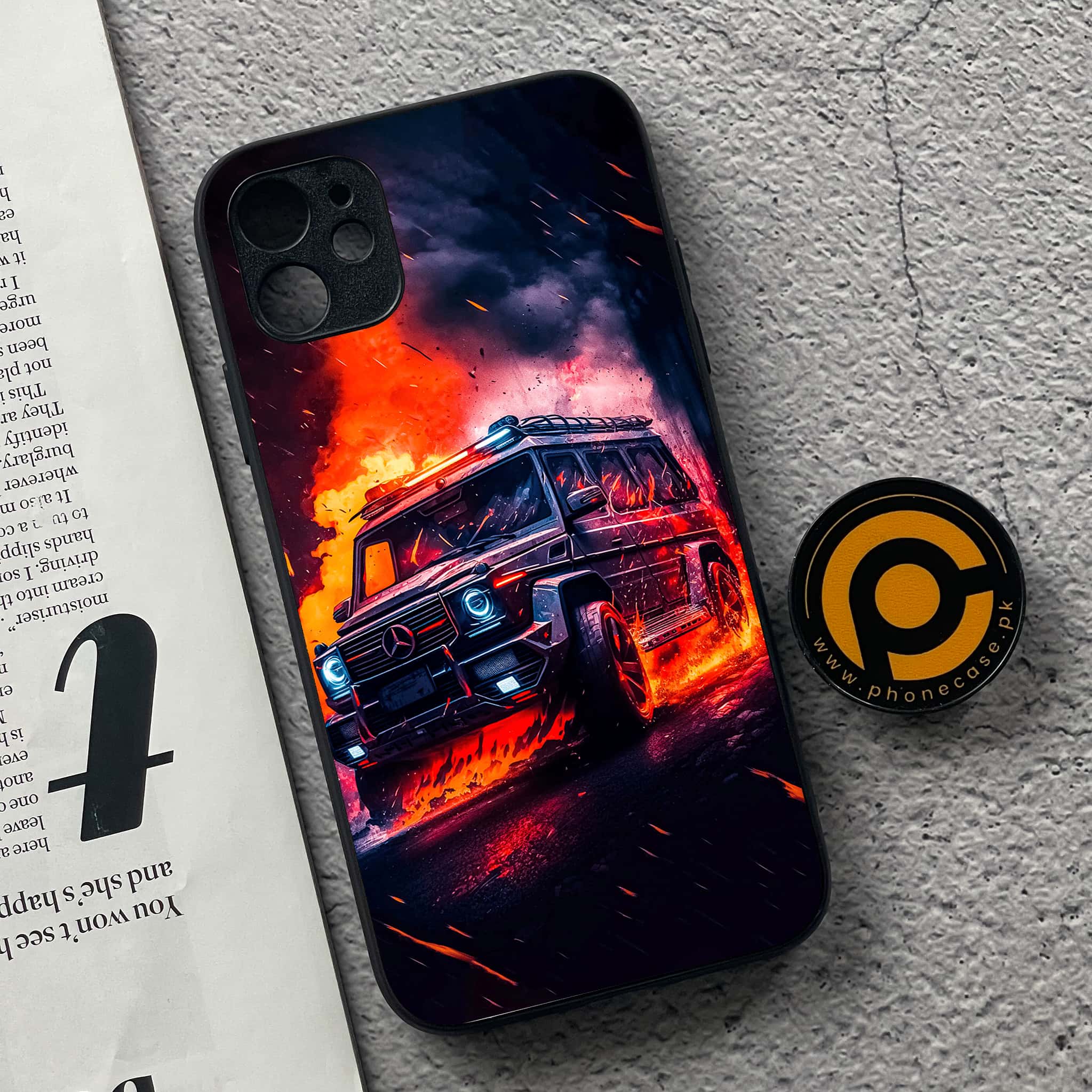 iPhone 11 Racing Series  Premium Printed Glass soft Bumper shock Proof Case