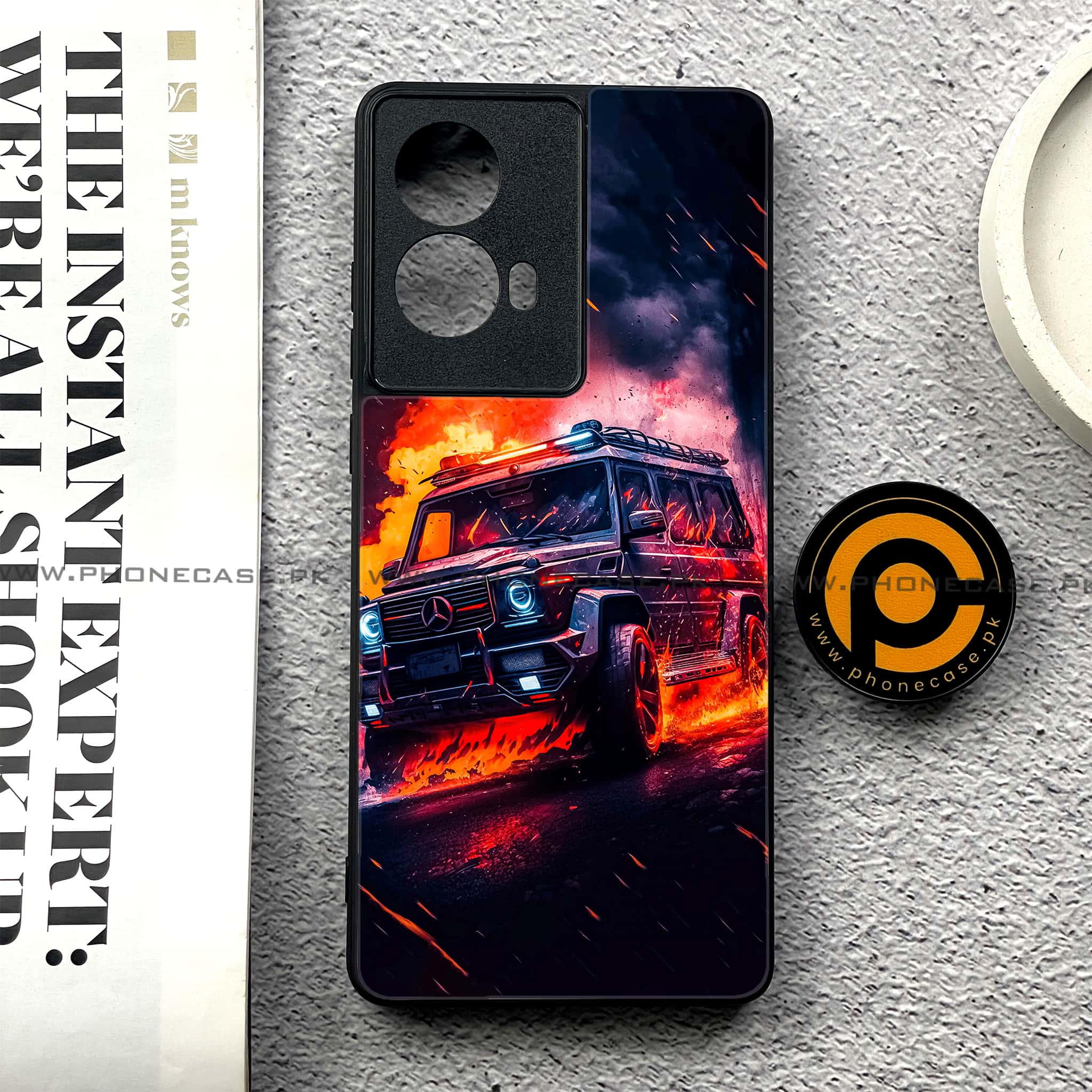 Moto G85 - Racing Series - Premium Printed Glass soft Bumper shock Proof Case