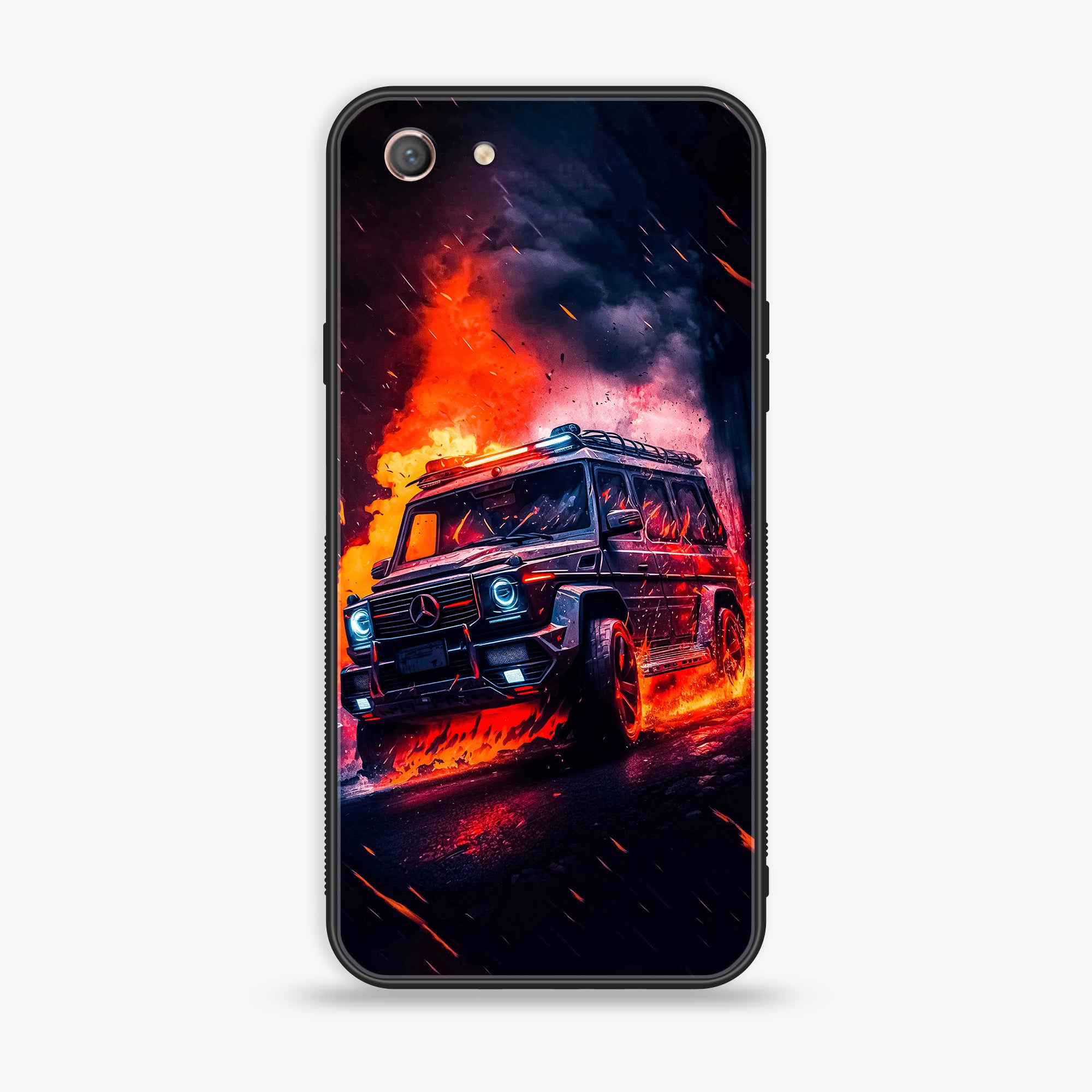 Oppo A71 (2017) - Racing  Series - Premium Printed Glass soft Bumper shock Proof Case
