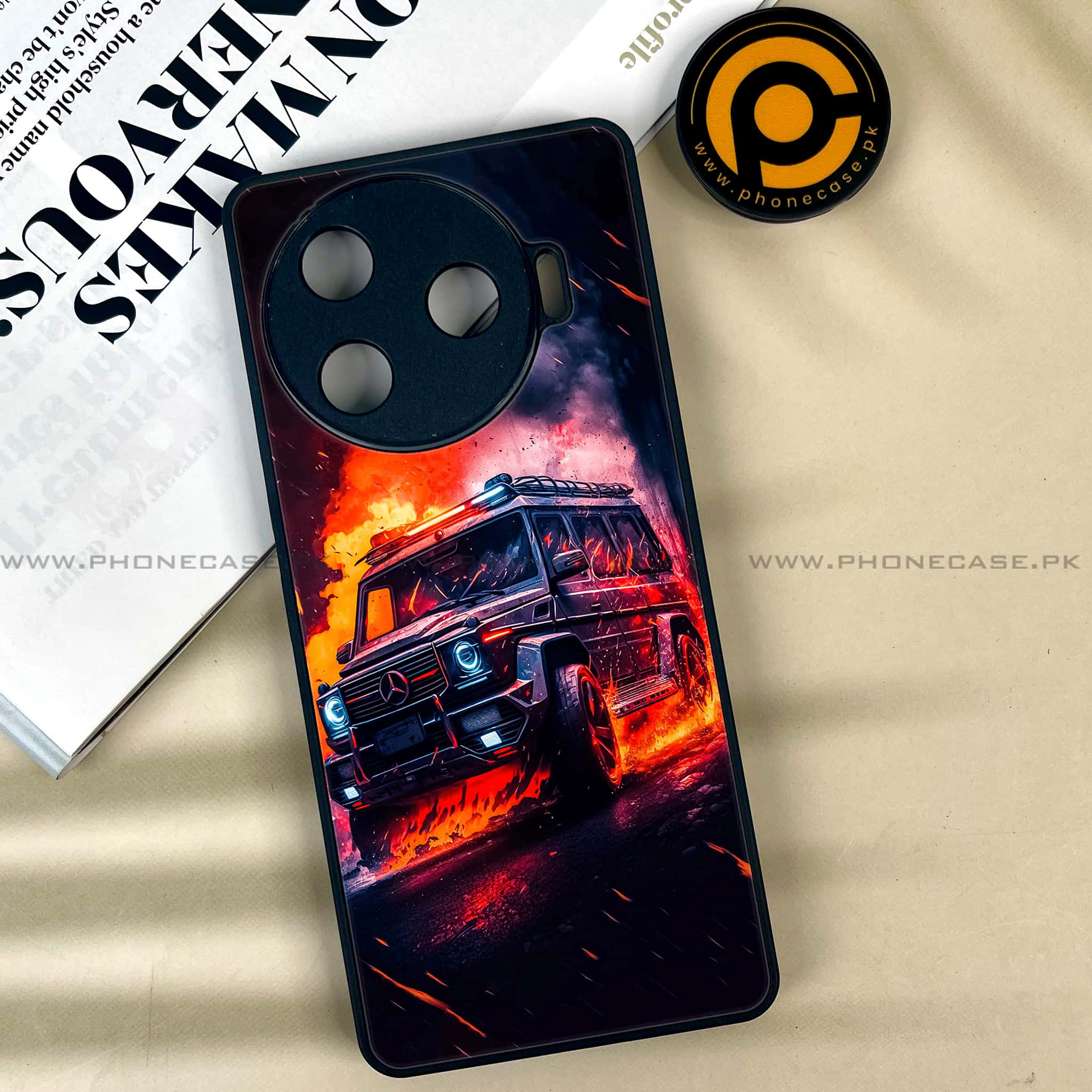 Tecno Camon 30 Pro - Racing Series - Premium Printed Glass soft Bumper shock Proof Case