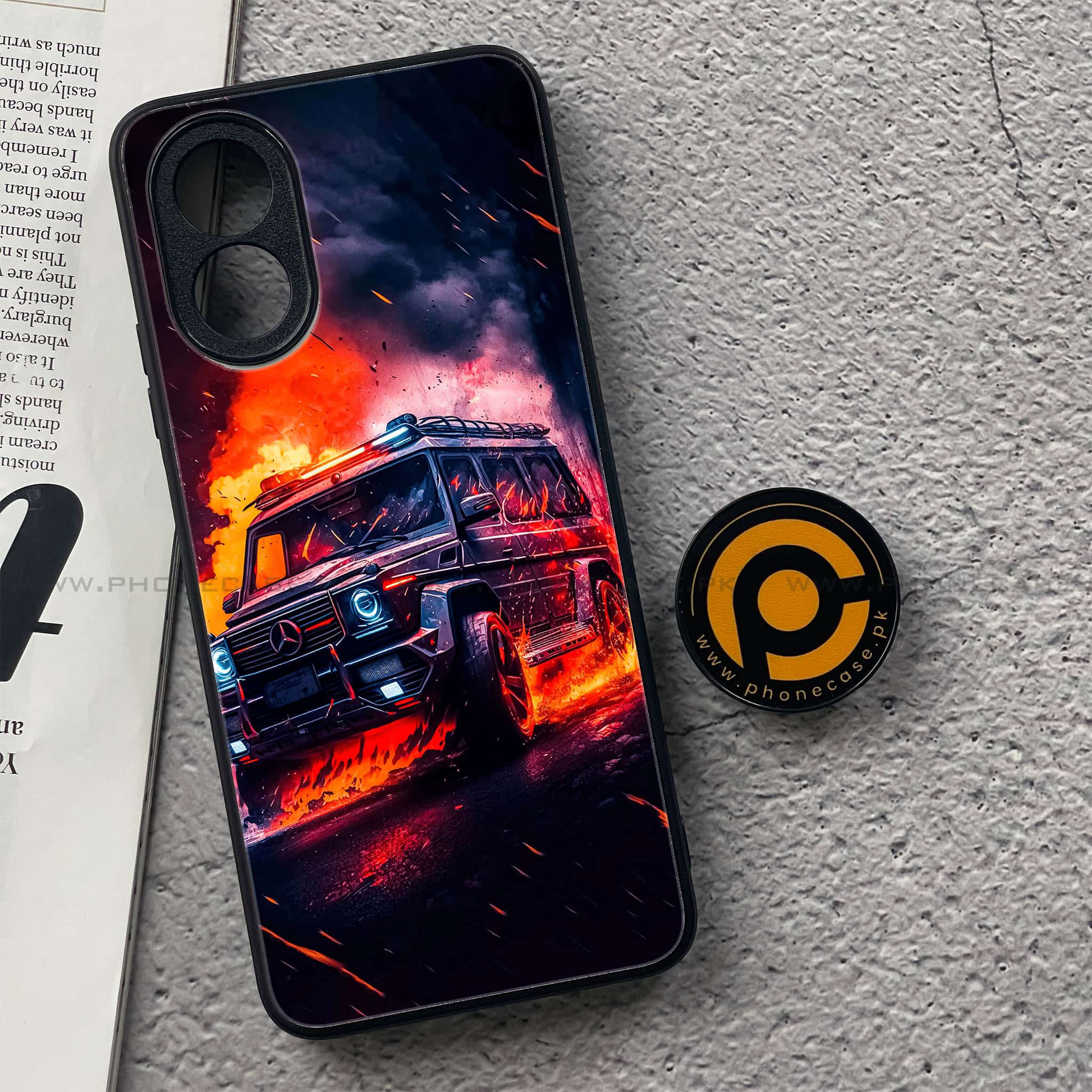 Oppo A18 4G - Racing Series - Premium Printed Glass soft Bumper shock Proof Case