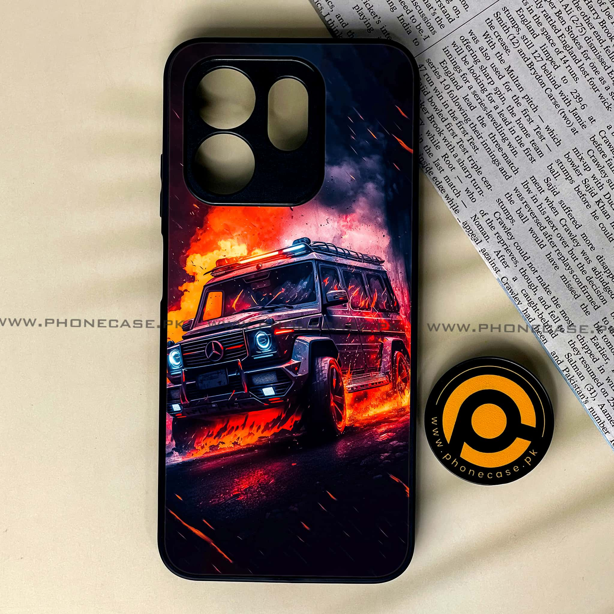 Infinix Hot 50i - Racing Series - Premium Printed Glass soft Bumper shock Proof Case