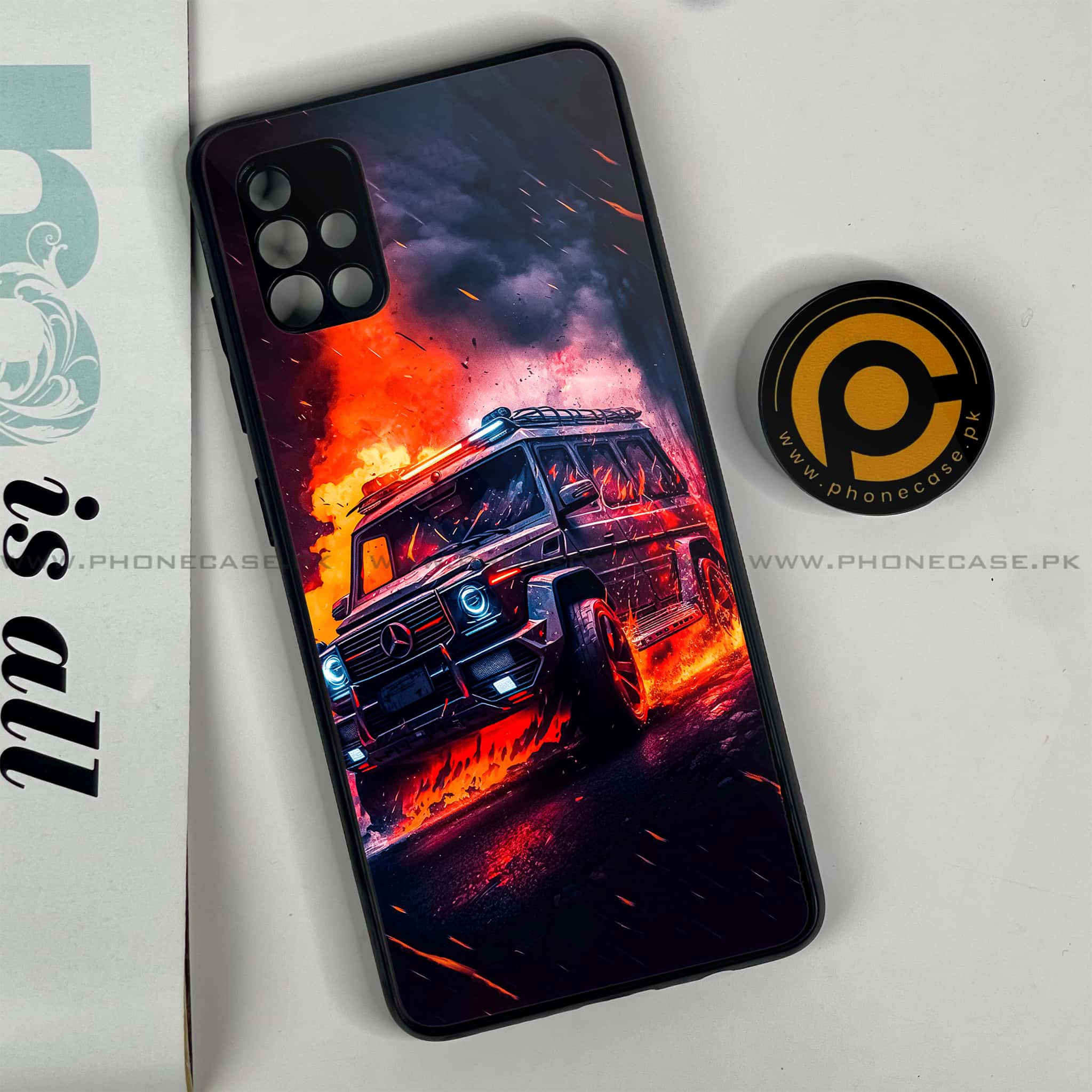 Samsung Galaxy A51 Racing Series Premium Printed Glass soft Bumper shock Proof Case