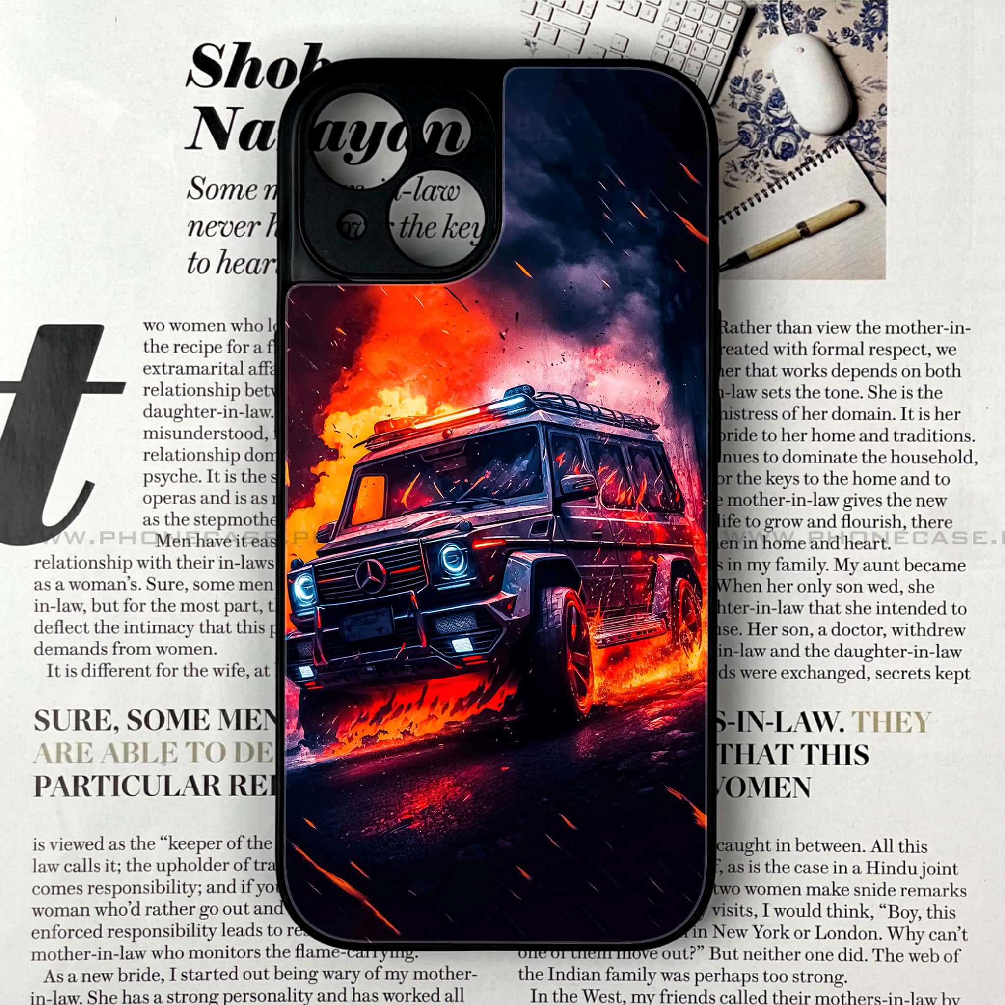 iPhone 15 -  Racing Series - Premium Printed Glass soft Bumper shock Proof Case