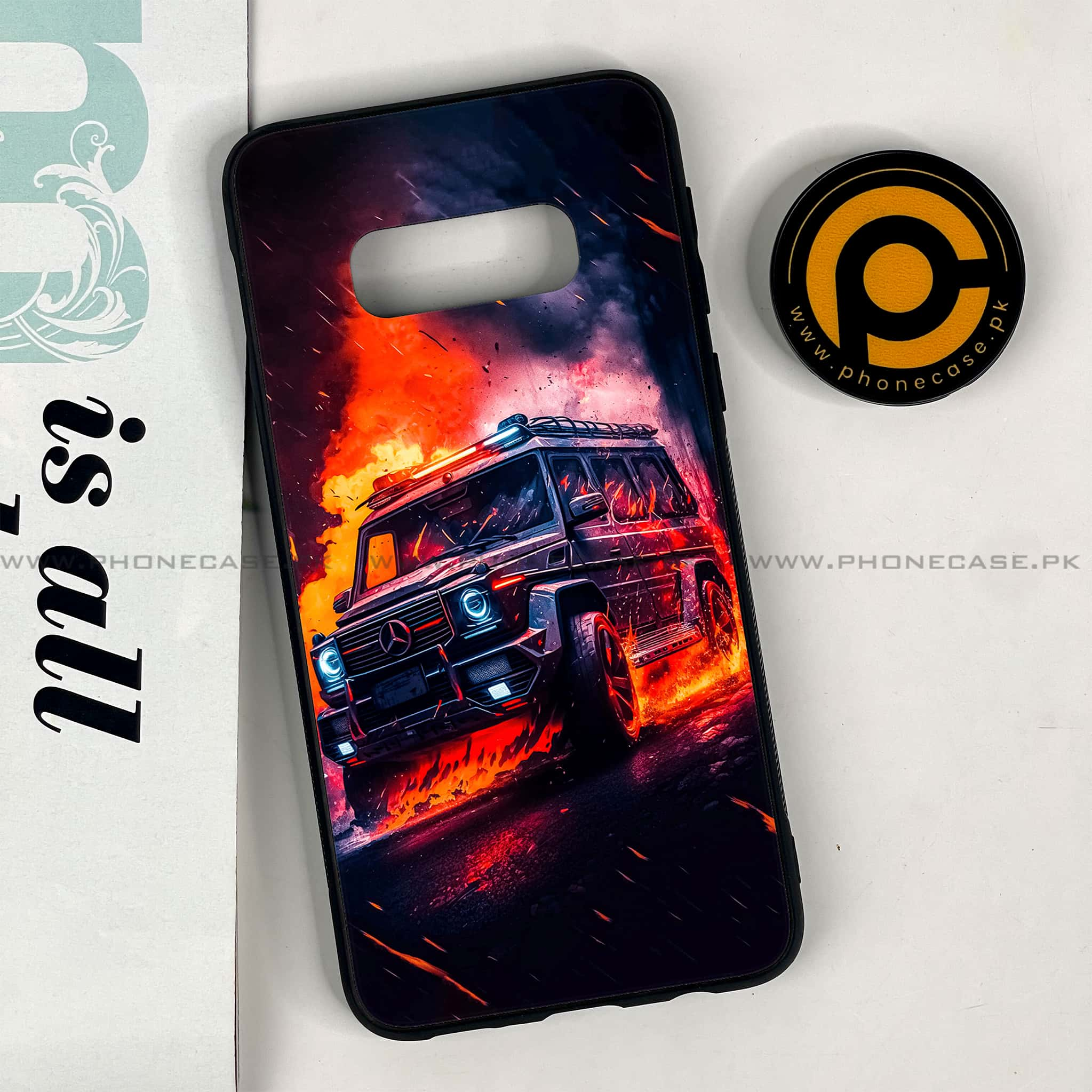 Galaxy S10e - Racing Series - Premium Printed Glass soft Bumper shock Proof Case