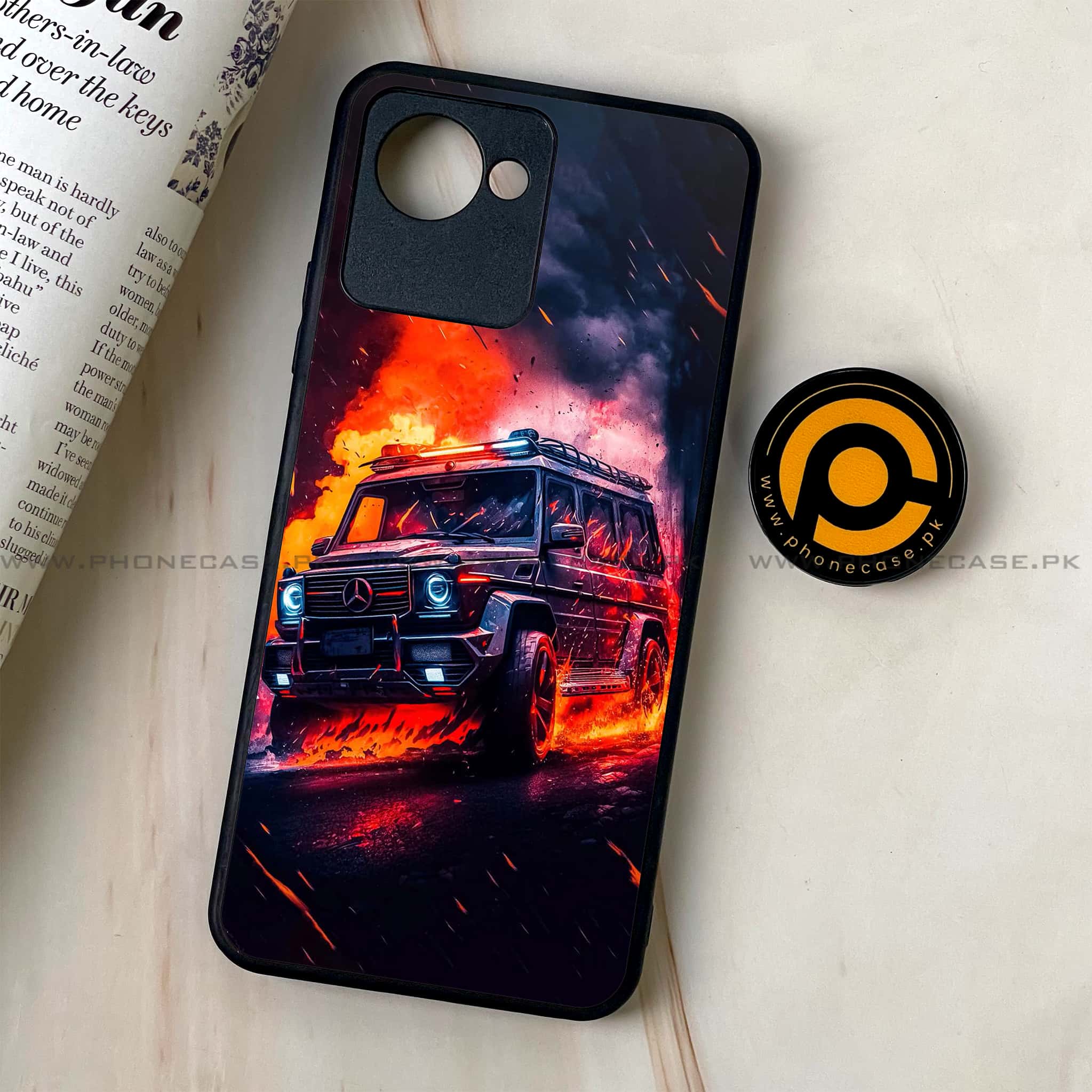 Realme C30 - Racing Series - Premium Printed Glass soft Bumper shock Proof Case