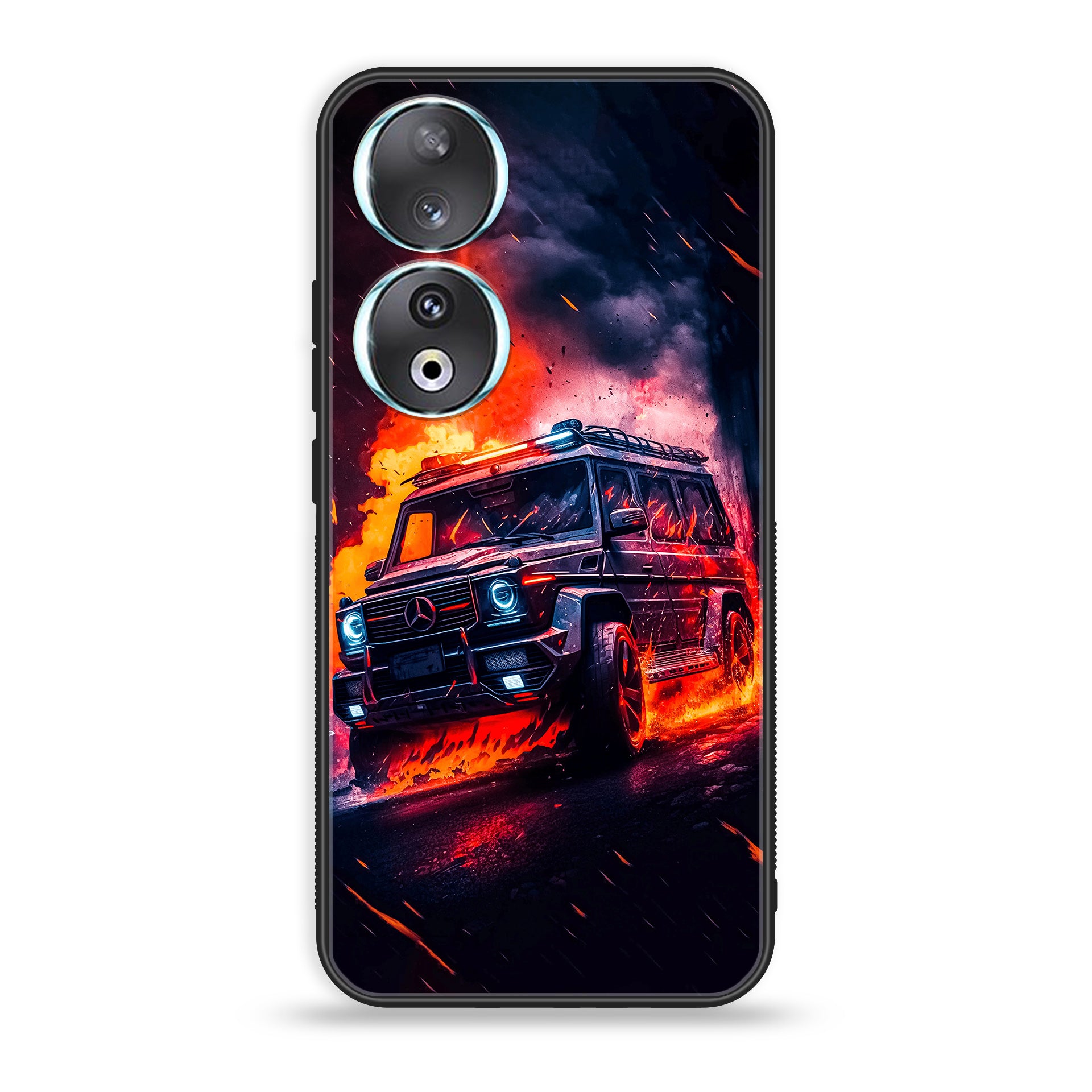 Huawei Honor 90 - Racing Series - Premium Printed Glass soft Bumper shock Proof Case