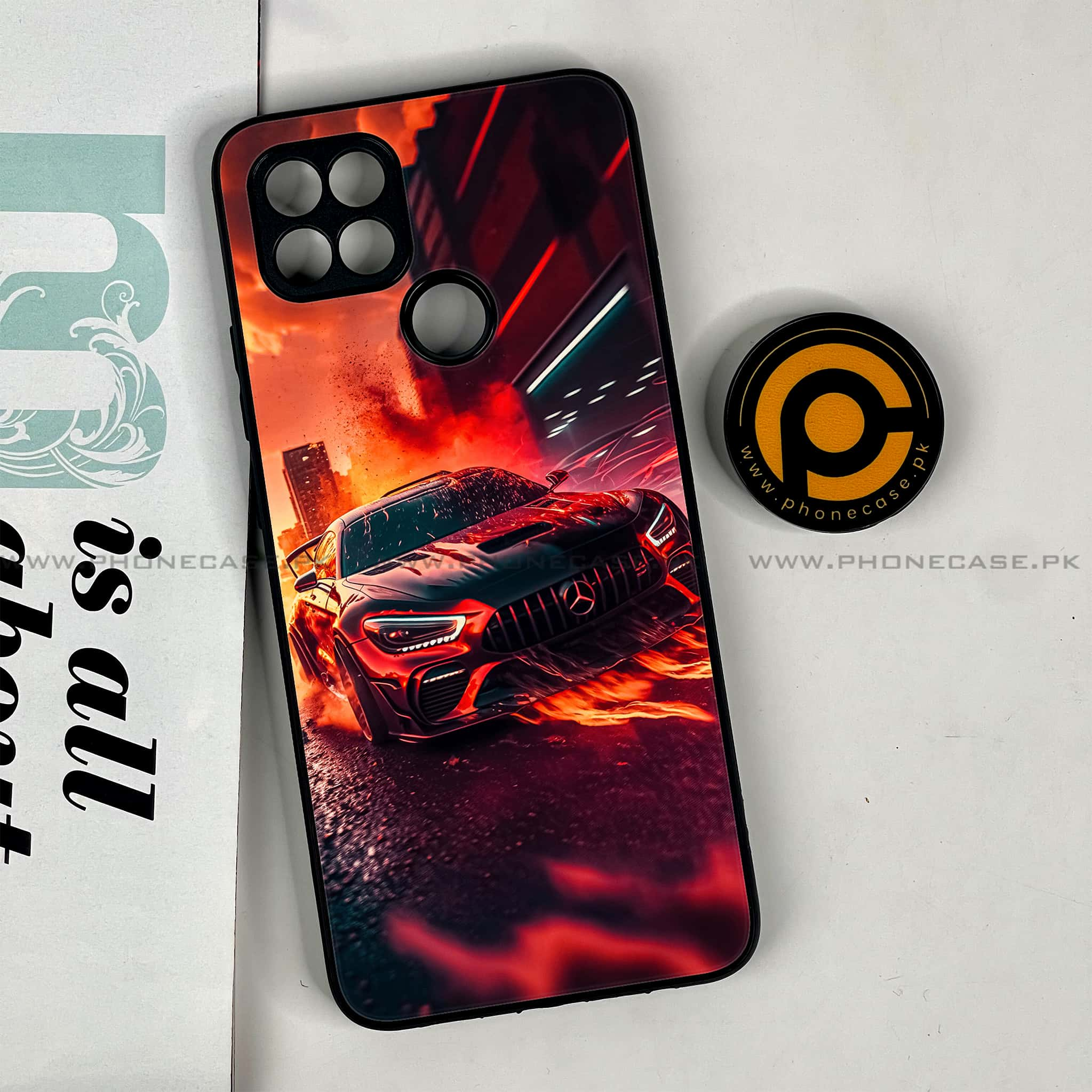 Oppo A15s - Racing Series - Premium Printed Glass soft Bumper shock Proof Case