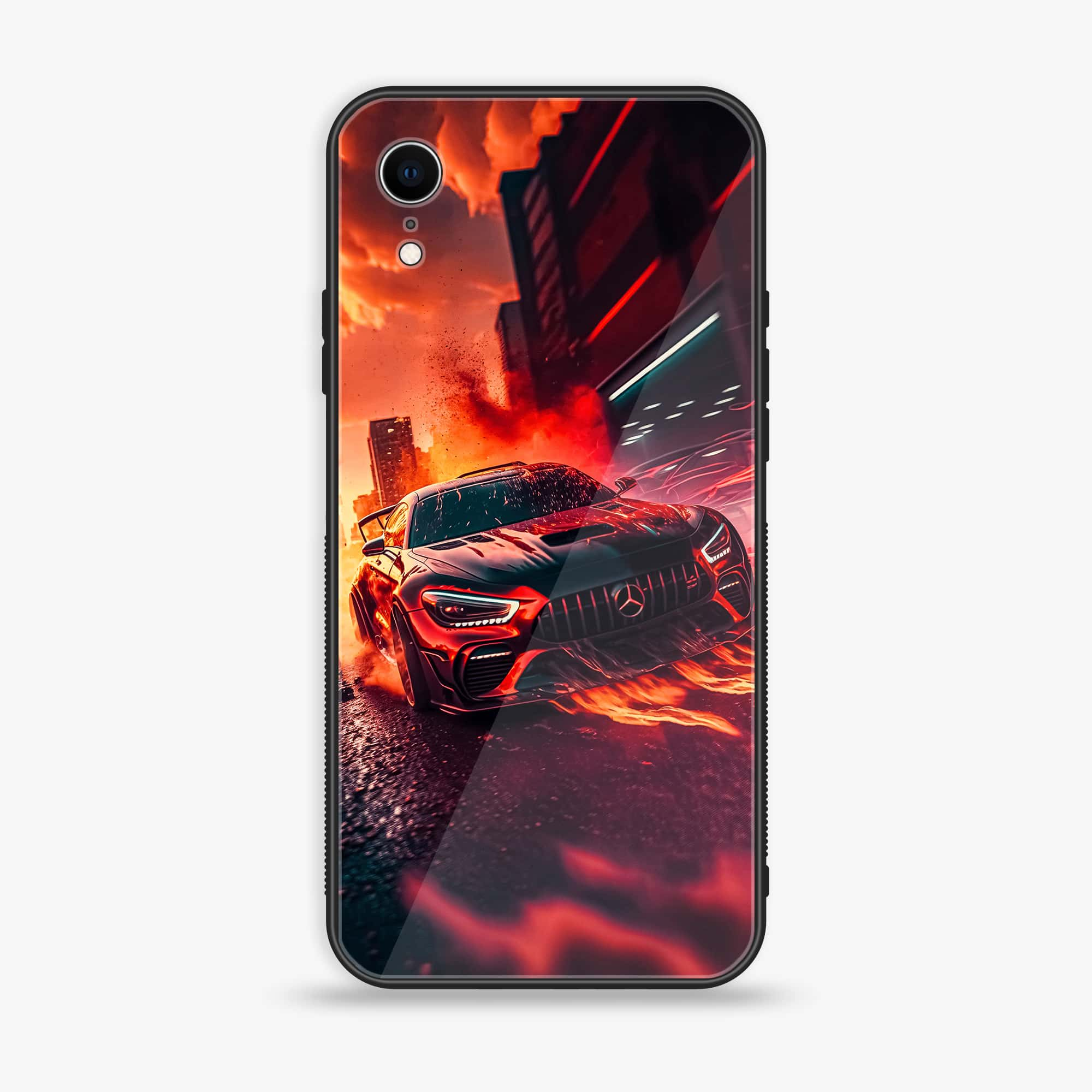 iPhone XR - Racing Series - Premium Printed Glass soft Bumper shock Proof Case