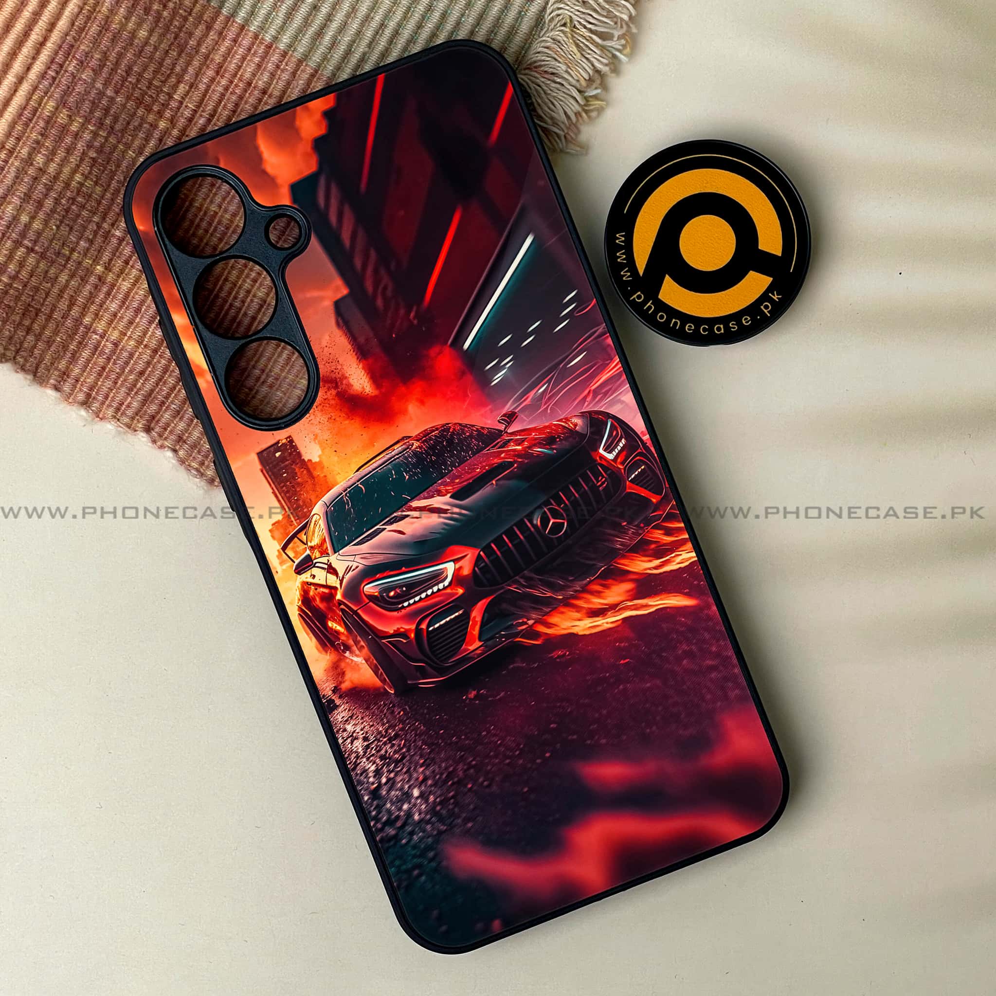 Samsung Galaxy A34 - Racing Series - Premium Printed Glass soft Bumper shock Proof Case
