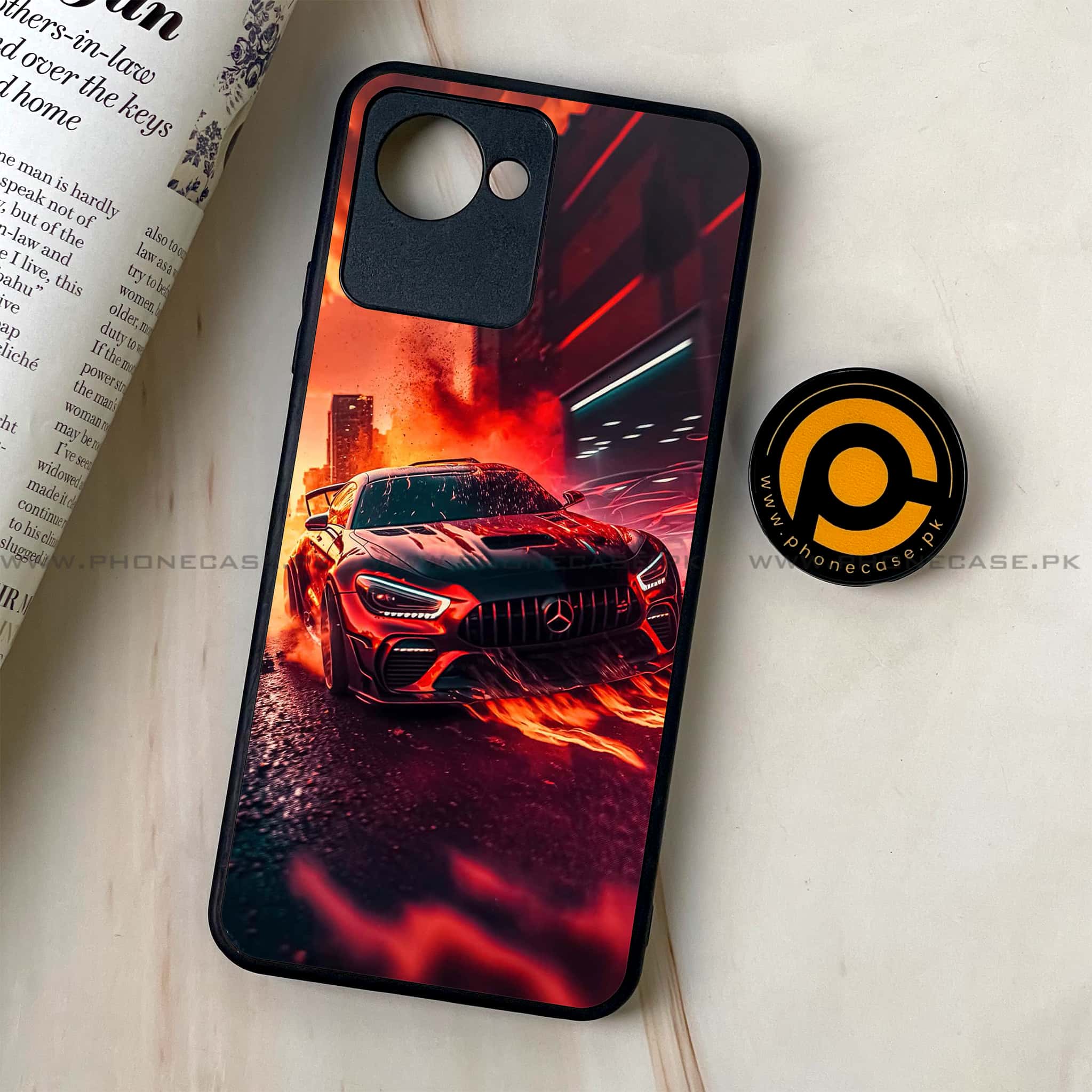 Realme C30 - Racing Series - Premium Printed Glass soft Bumper shock Proof Case