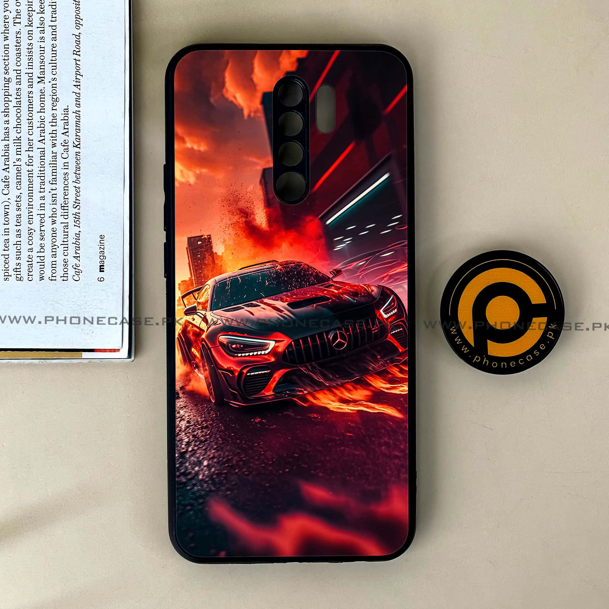 Xiaomi Redmi 9 - Racing Series - Premium Printed Glass soft Bumper shock Proof Case