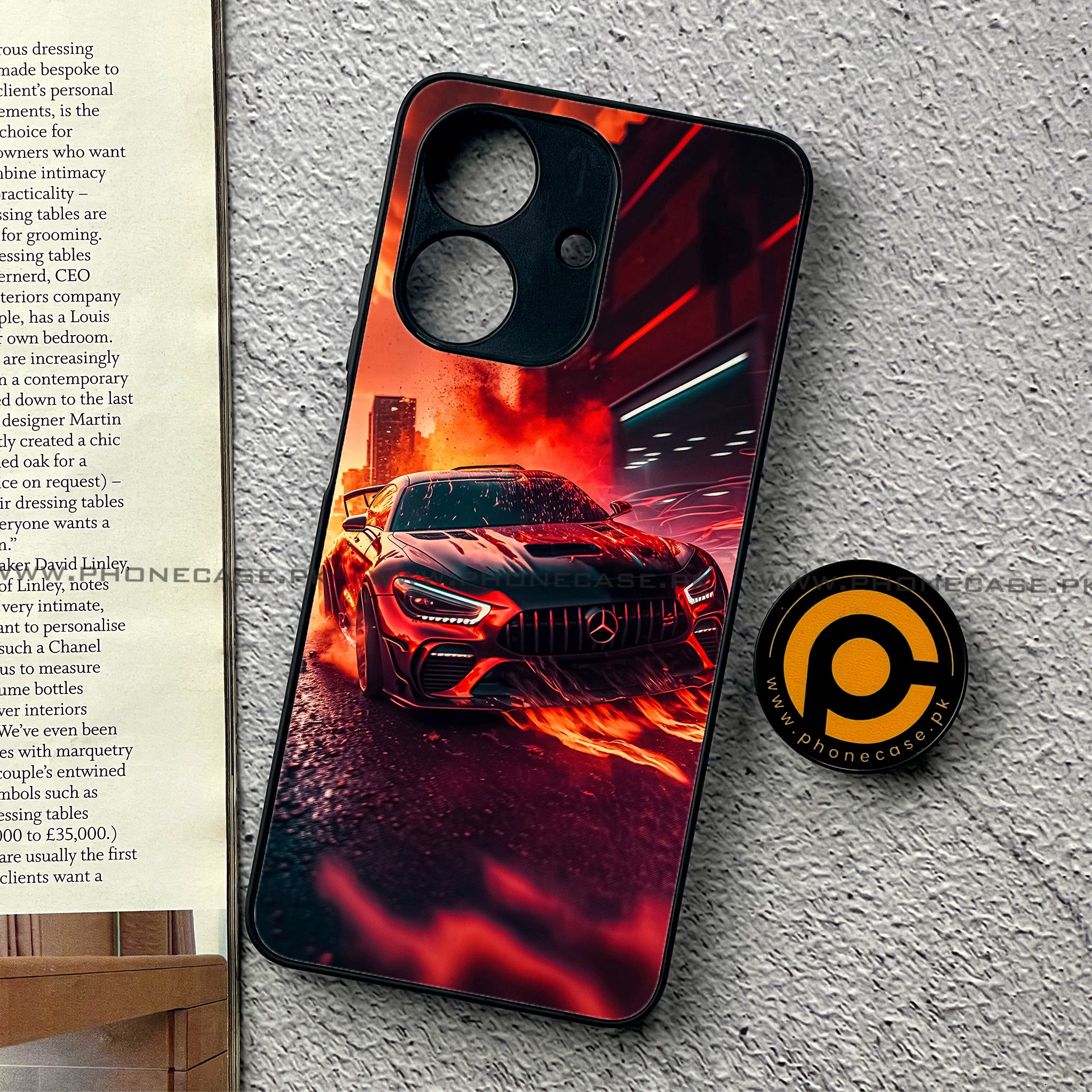 Realme Note 60 - Racing Series - Premium Printed Glass soft Bumper shock Proof Case