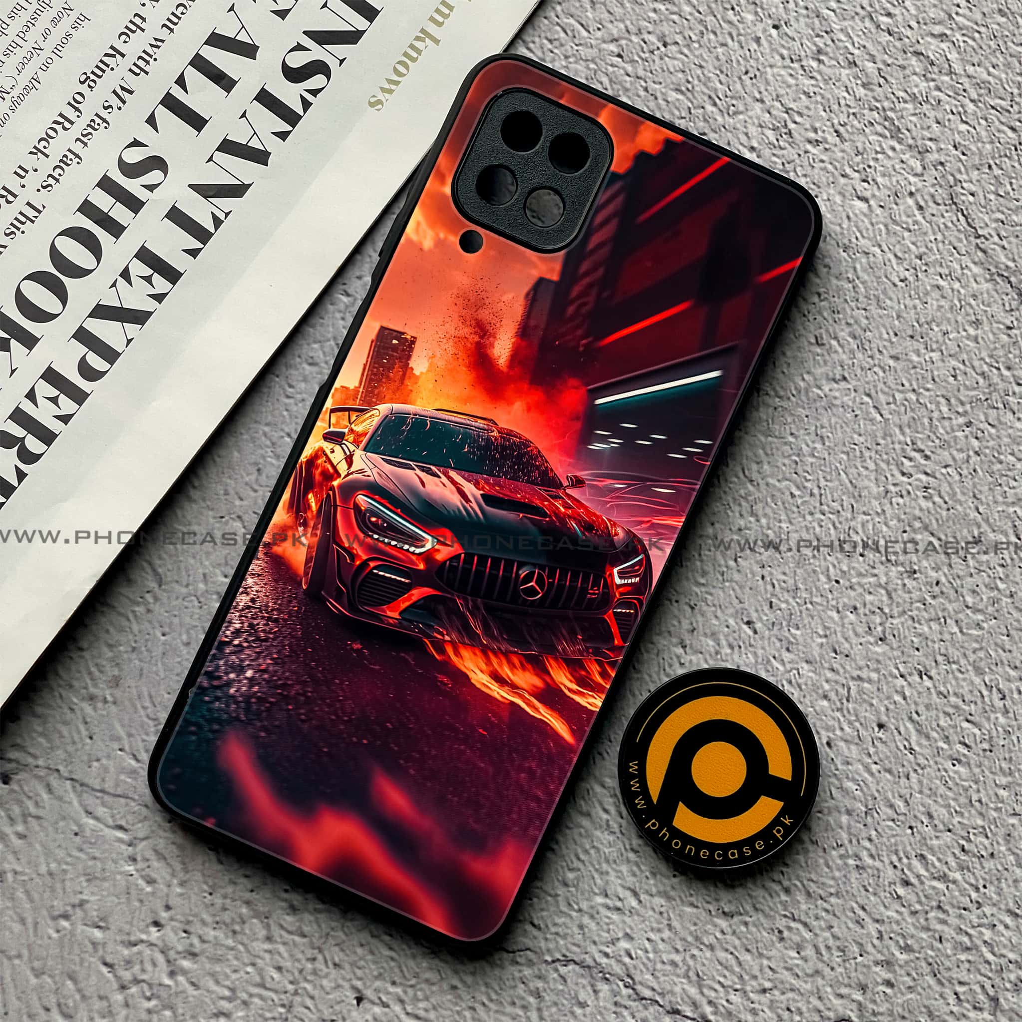 Samsung Galaxy A12 / A12 Nacho - Racing Series - Premium Printed Glass soft Bumper shock Proof Case