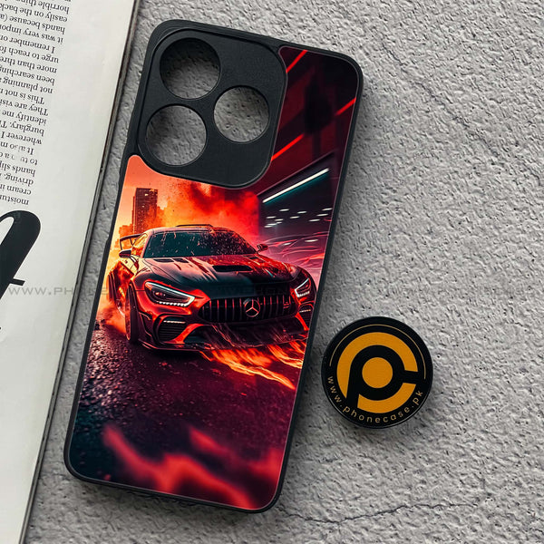 Tecno Spark 10C - Racing Design 3 - Premium Printed Glass soft Bumper shock Proof Case CS-39328 CS-40139
